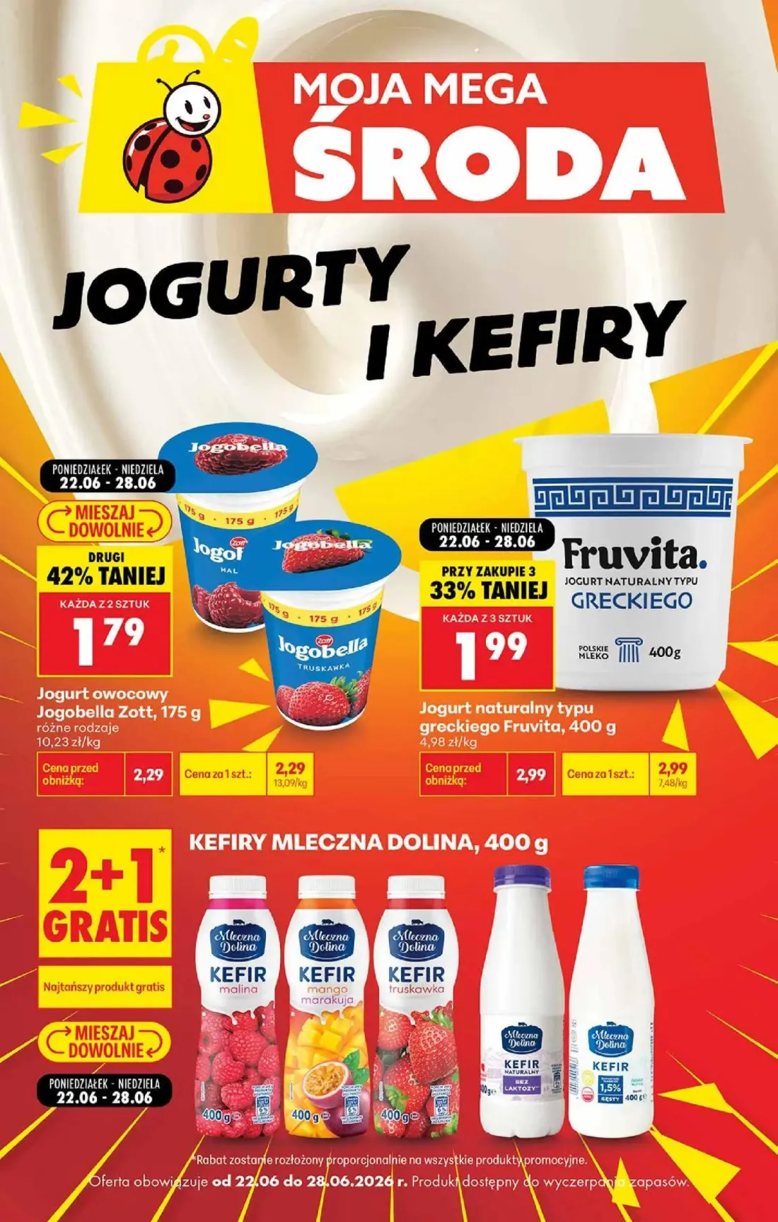 Biedronka gazetka, strona 2 z 2 — Jogurt naturalny typu greckiego Fruvita, 400 g, Jogurt owocowy Jogobella Zott, 175 g różne…