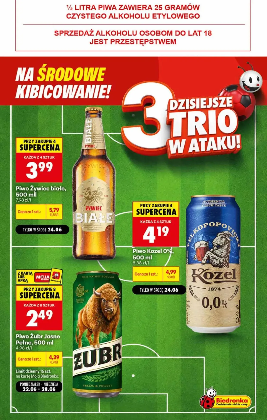 Biedronka gazetka, strona 2 z 6 — Piwo Żubr Jasne Pełne, Piwo Żywiec białe