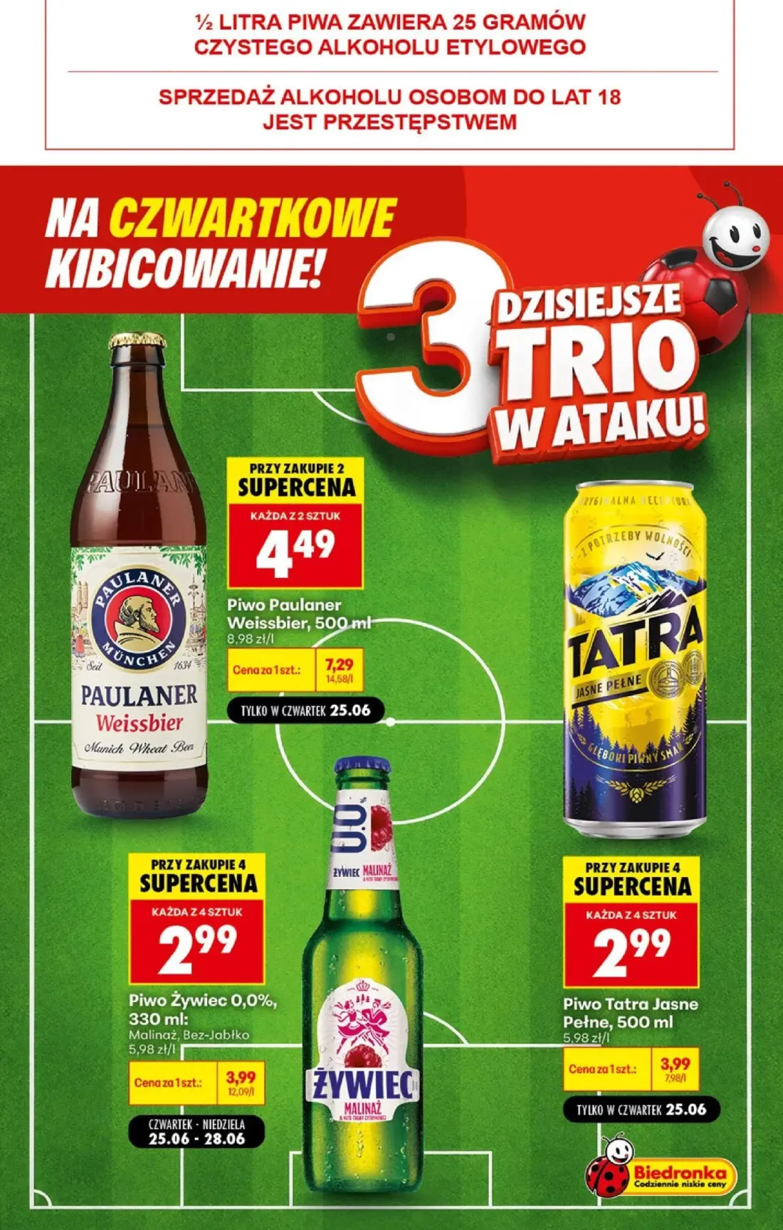 Biedronka gazetka, strona 2 z 5 — Piwo Paulaner Weissbier, Piwo Żywiec 0,0%, Piwo Tatra Jasne Pełne