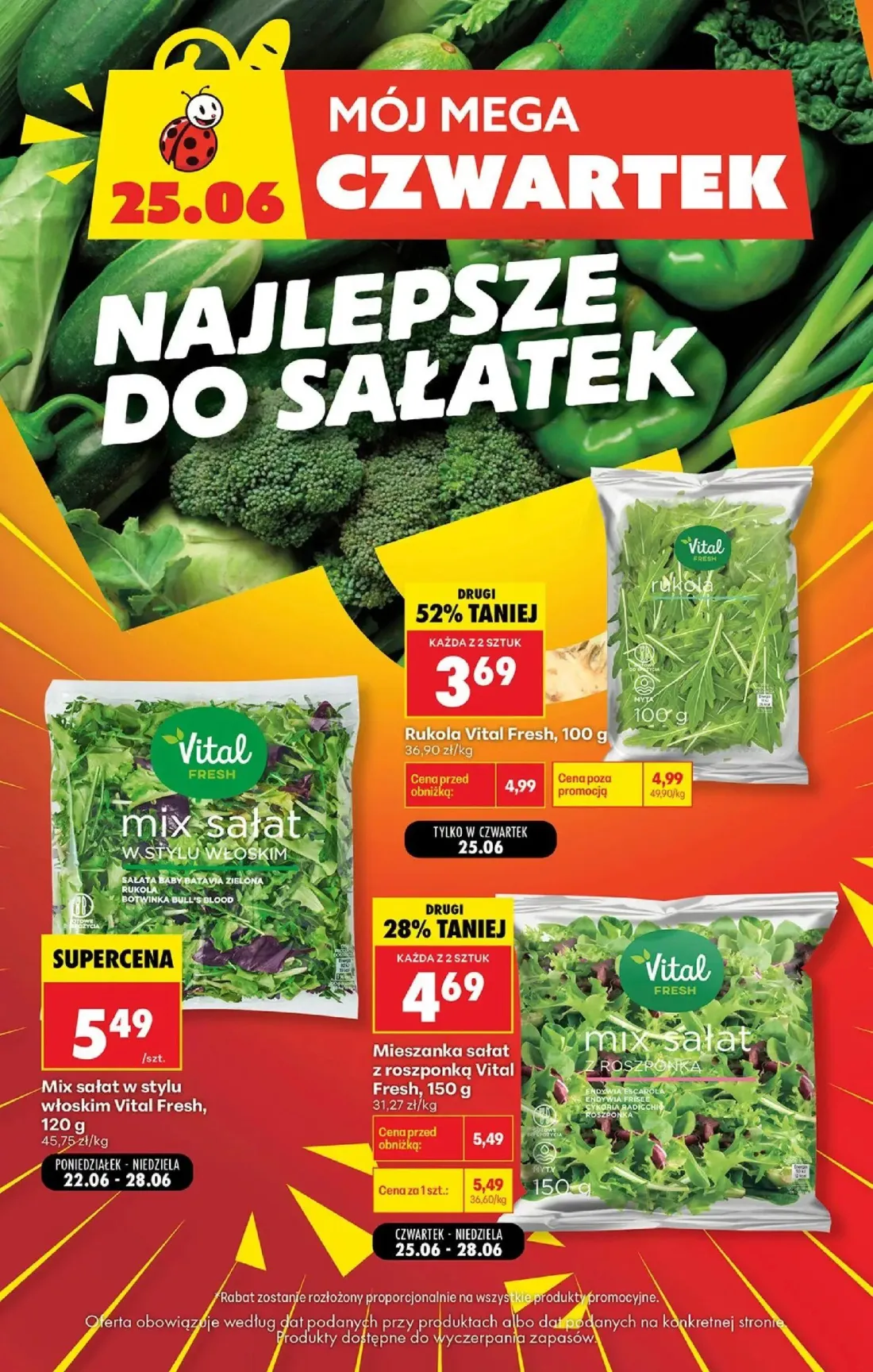 Biedronka gazetka, strona 3 z 3 — Rukola Vital Fresh, Mieszanka sałat z roszponką Vital Fresh, Mix sałat w stylu włoskim Vit…