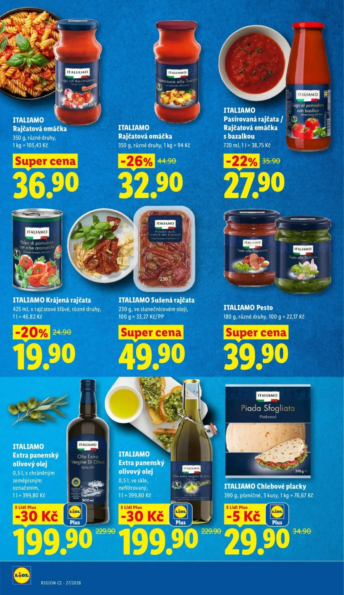 Lidl leták, strana 18 z 58 — ITALIAMO Extra panenský olivový olej, ITALIAMO Extra panenský olivový olej, ITALIAMO Rajčatová …