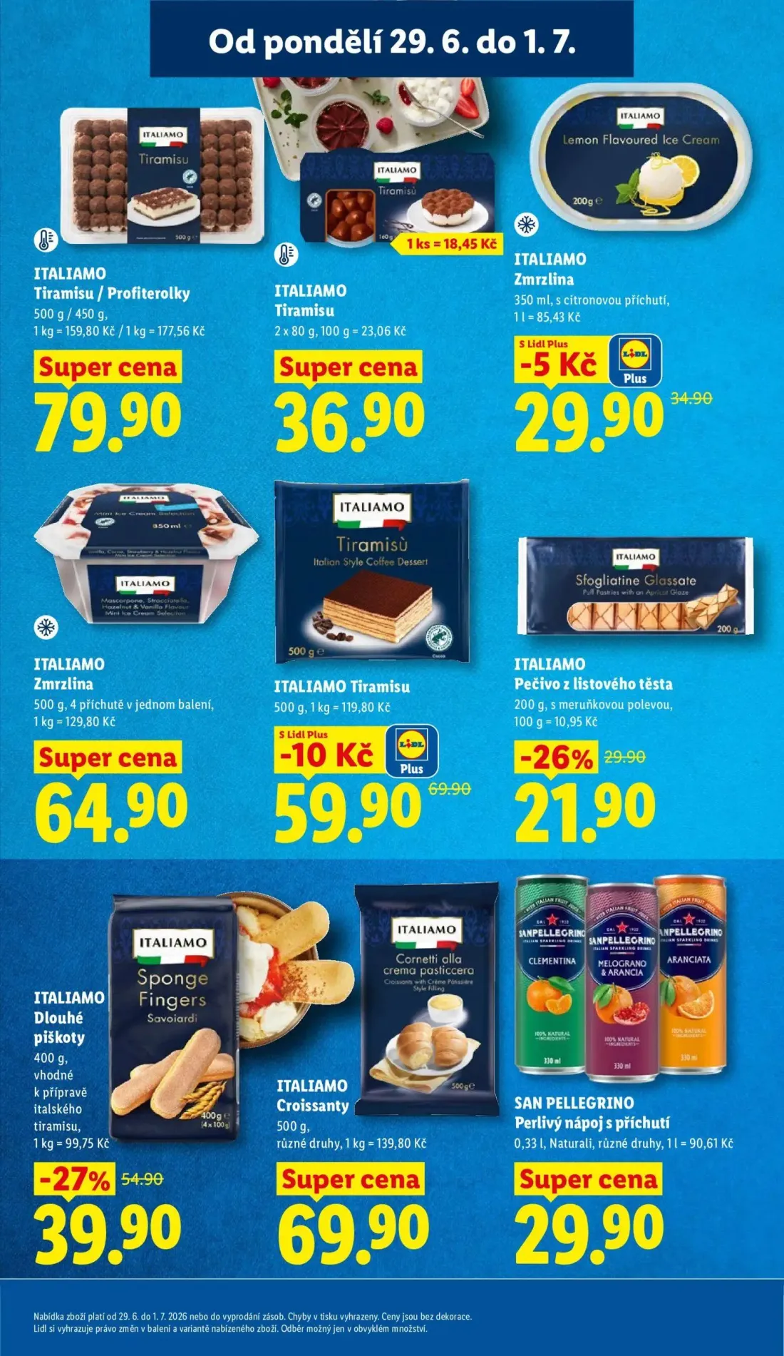 Lidl leták, strana 19 z 58 — ITALIAMO Dlouhé piškoty, ITALIAMO Tiramisu, ITALIAMO Pečivo z listového těsta