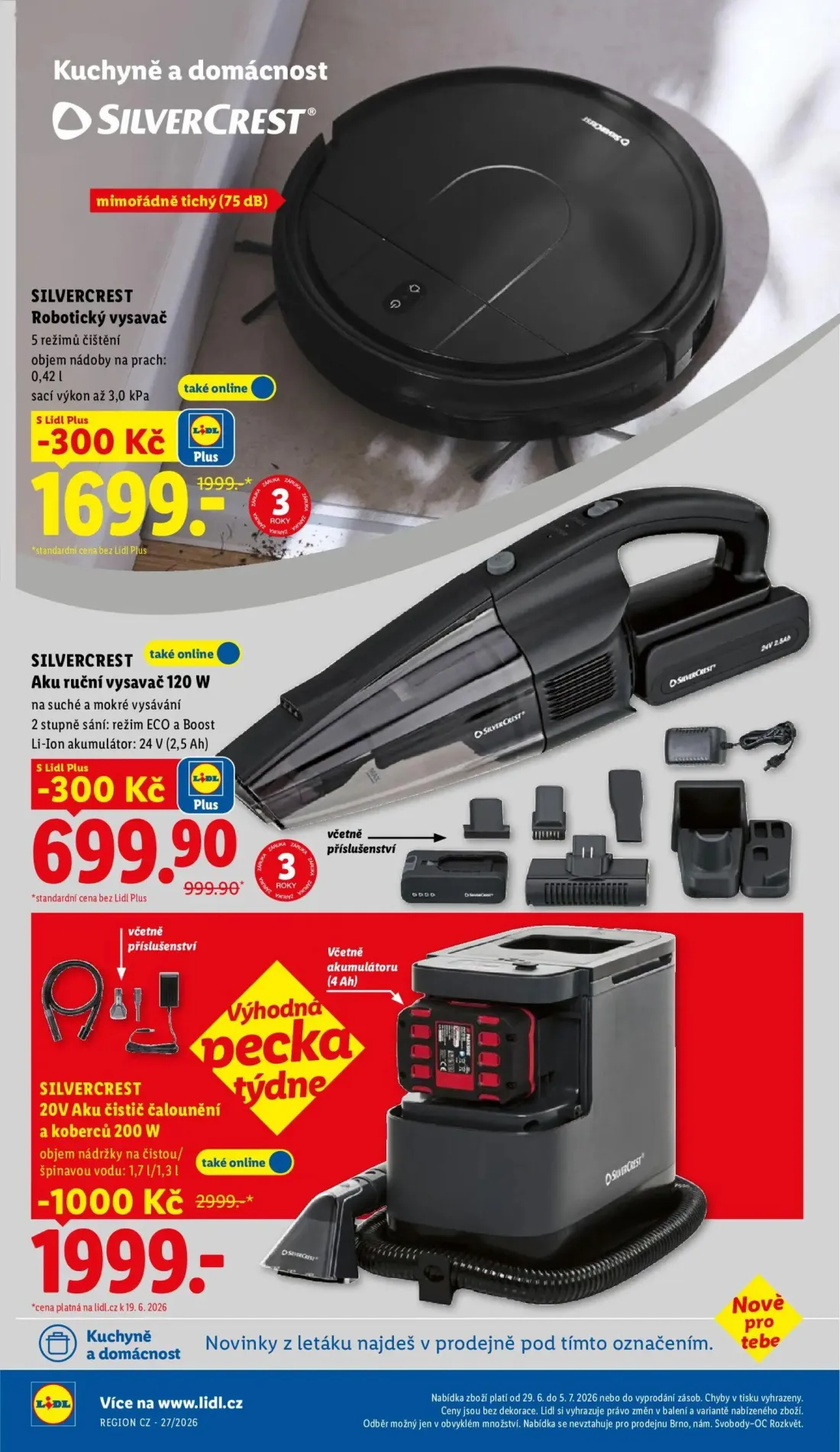 Lidl leták, strana 34 z 58 — 20V Aku čistič čalounění a koberců 200 W, Robotický vysavač, Aku ruční vysavač 120 W