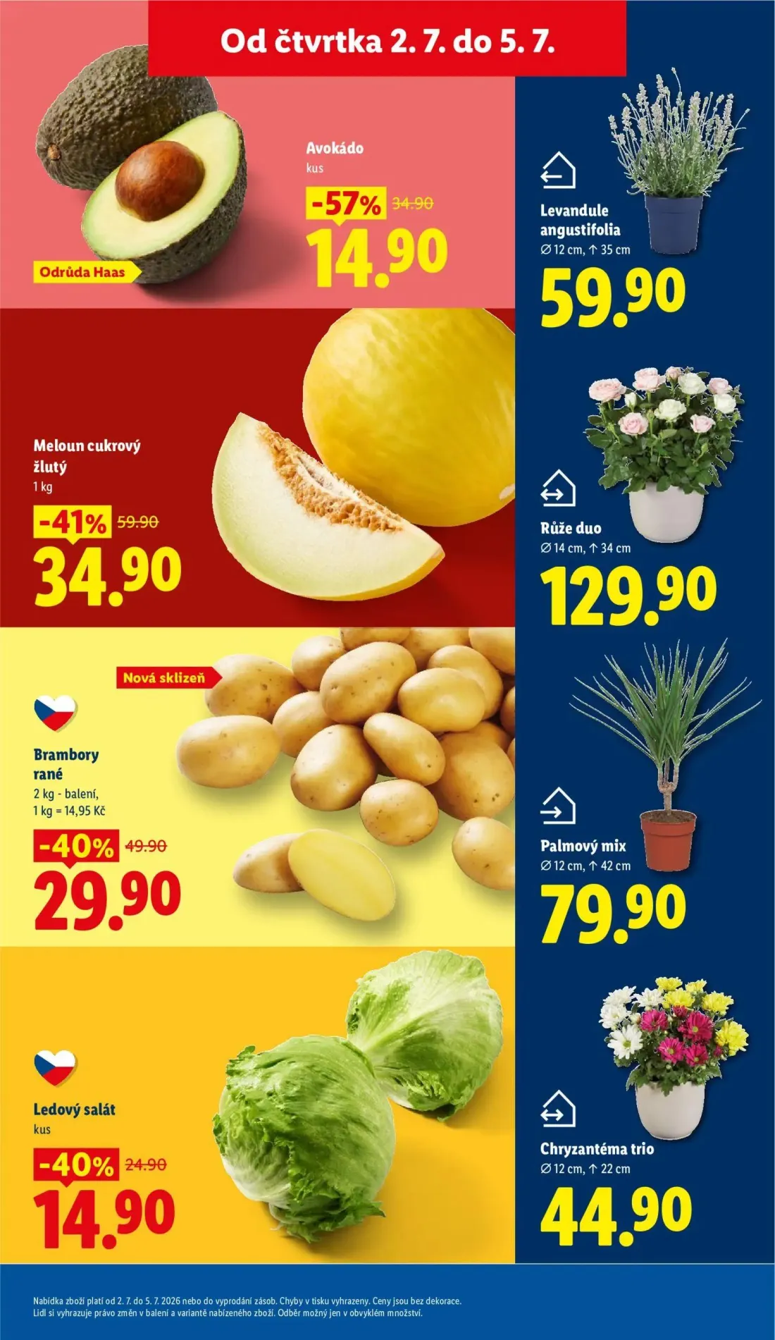Lidl leták, strana 11 z 52 — Meloun cukrový žlutý, Avokádo, Brambory rané