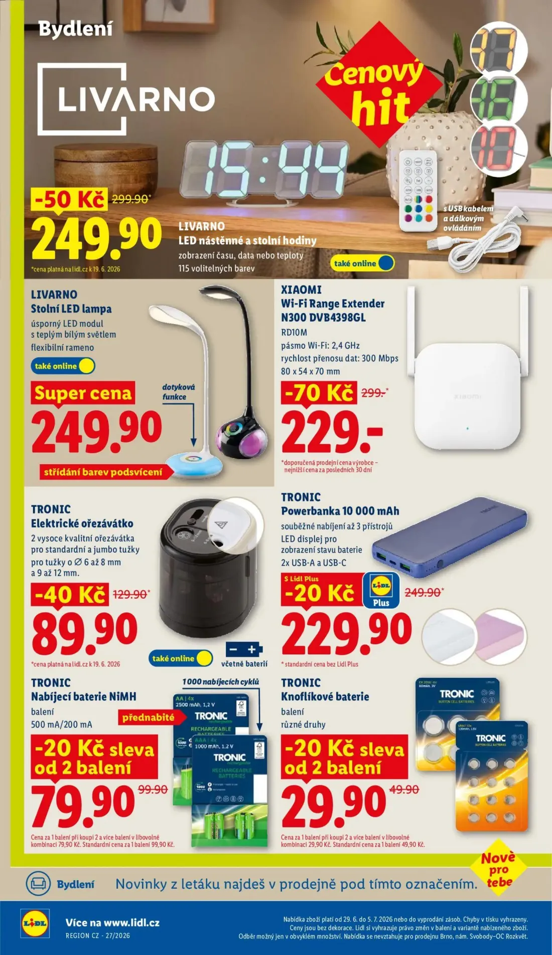Lidl leták, strana 42 z 58 — LIVARNO LED nástěnné a stolní hodiny, TRONIC Elektrické ořezávátko, TRONIC Powerbanka 10 000 mAh