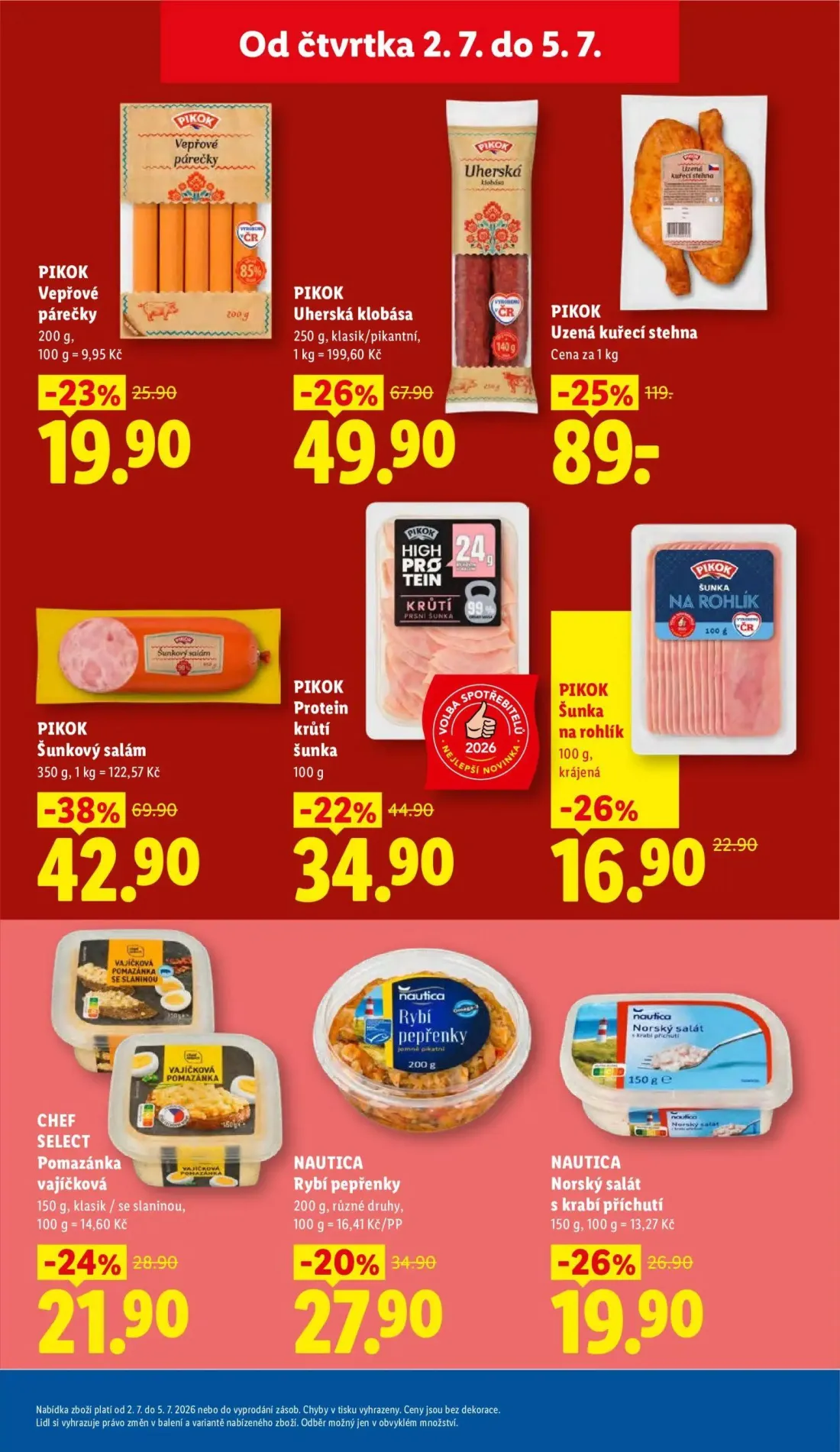 Lidl leták, strana 17 z 52 — PIKOK Uzená kuřecí stehna, PIKOK Šunkový salám, PIKOK Uherská klobása
