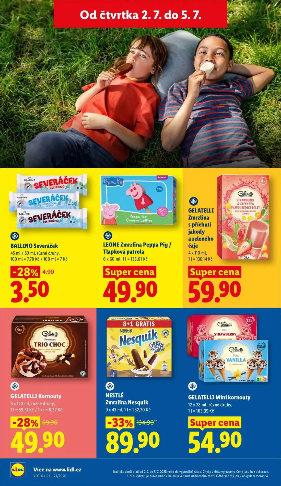Lidl leták, strana 18 z 52 — NESTLÉ Zmrzlina Nesquik, GELATELLI Kornouty, BALLINO Severáček