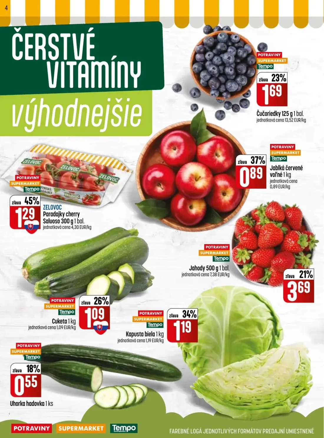 Coop Jednota leták, strana 4 z 32 — Čučoriedky, Paradajky cherry Saluoso, Jablká červené voľné