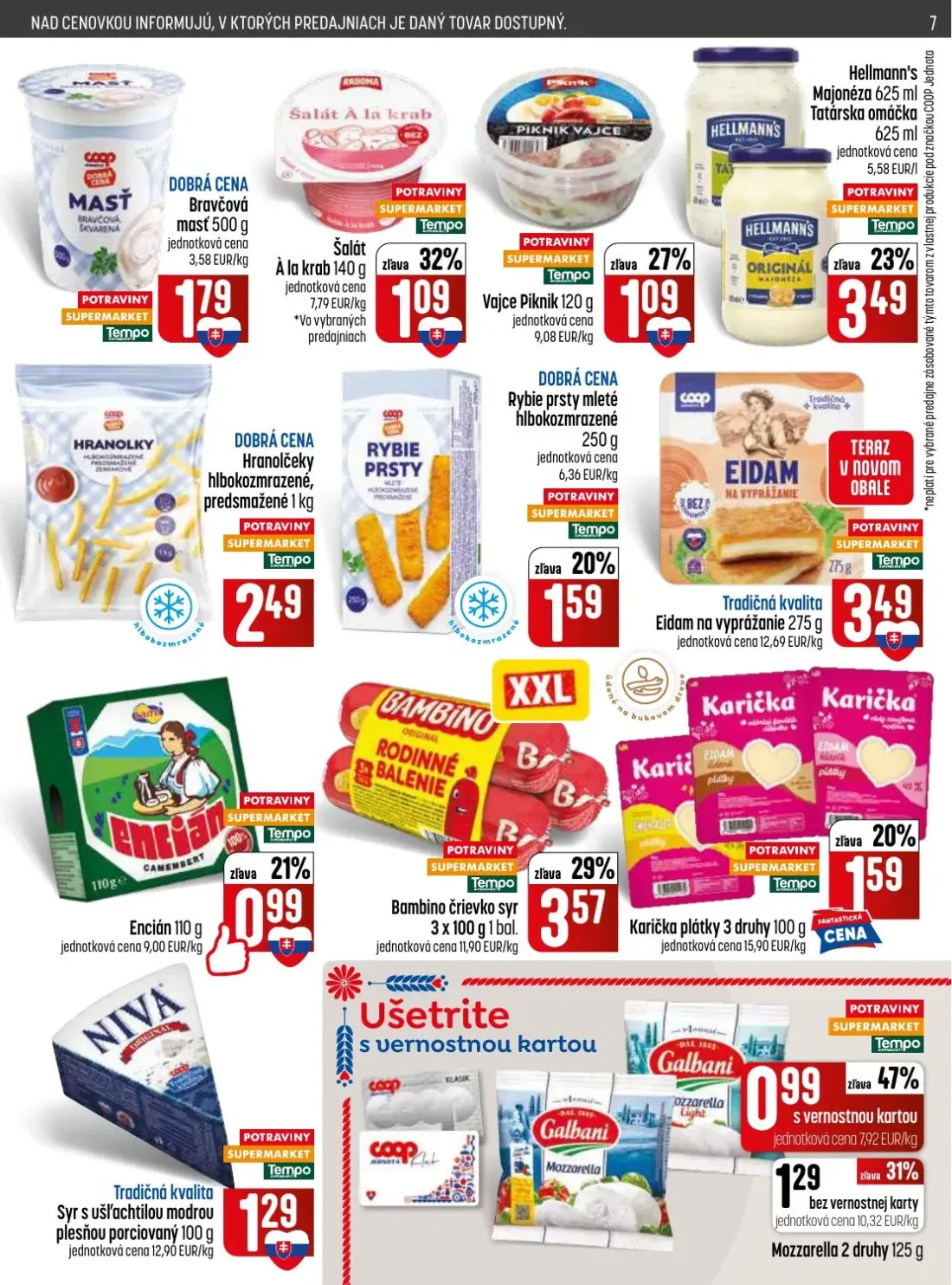 Coop Jednota leták, strana 7 z 32 — Mozzarella, Bravčová masť, Šalát À la krab