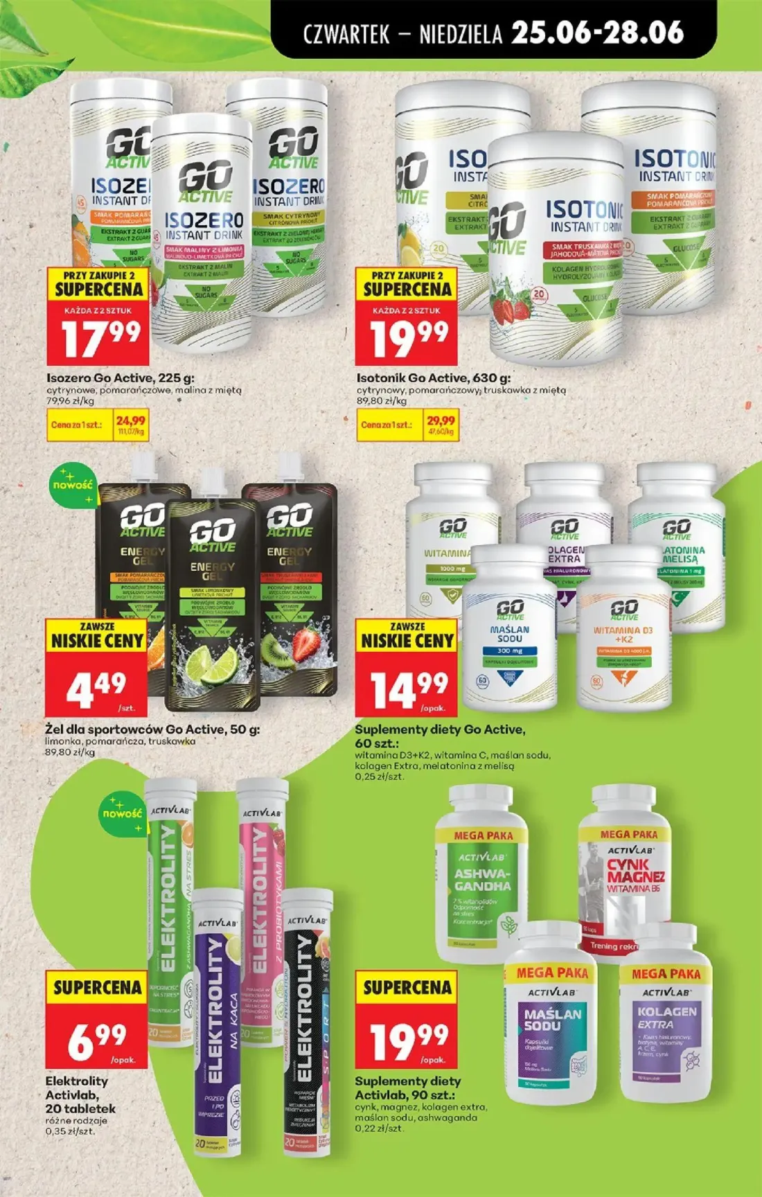 Biedronka gazetka, strona 49 z 84 — Isotonik Go Active, Isozero Go Active, Żel dla sportowców Go Active