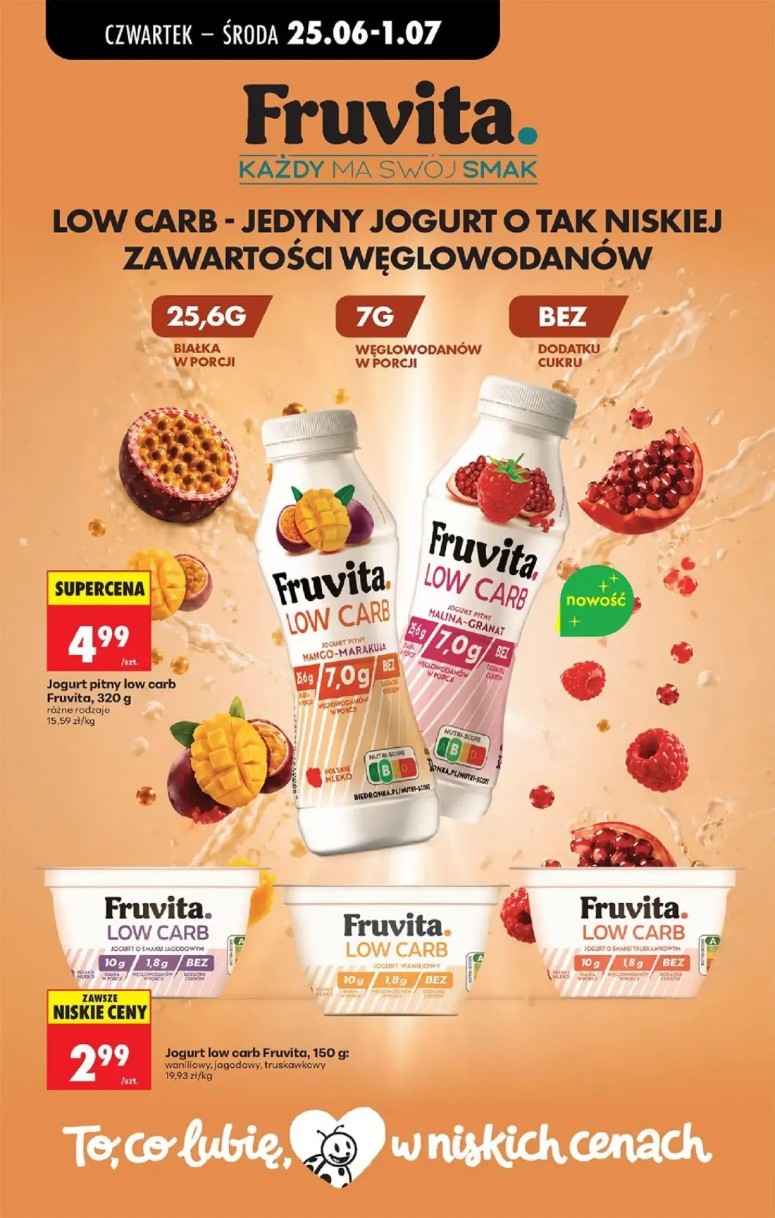 Biedronka gazetka, strona 57 z 84 — Jogurt pitny low carb Fruvita, Jogurt low carb Fruvita
