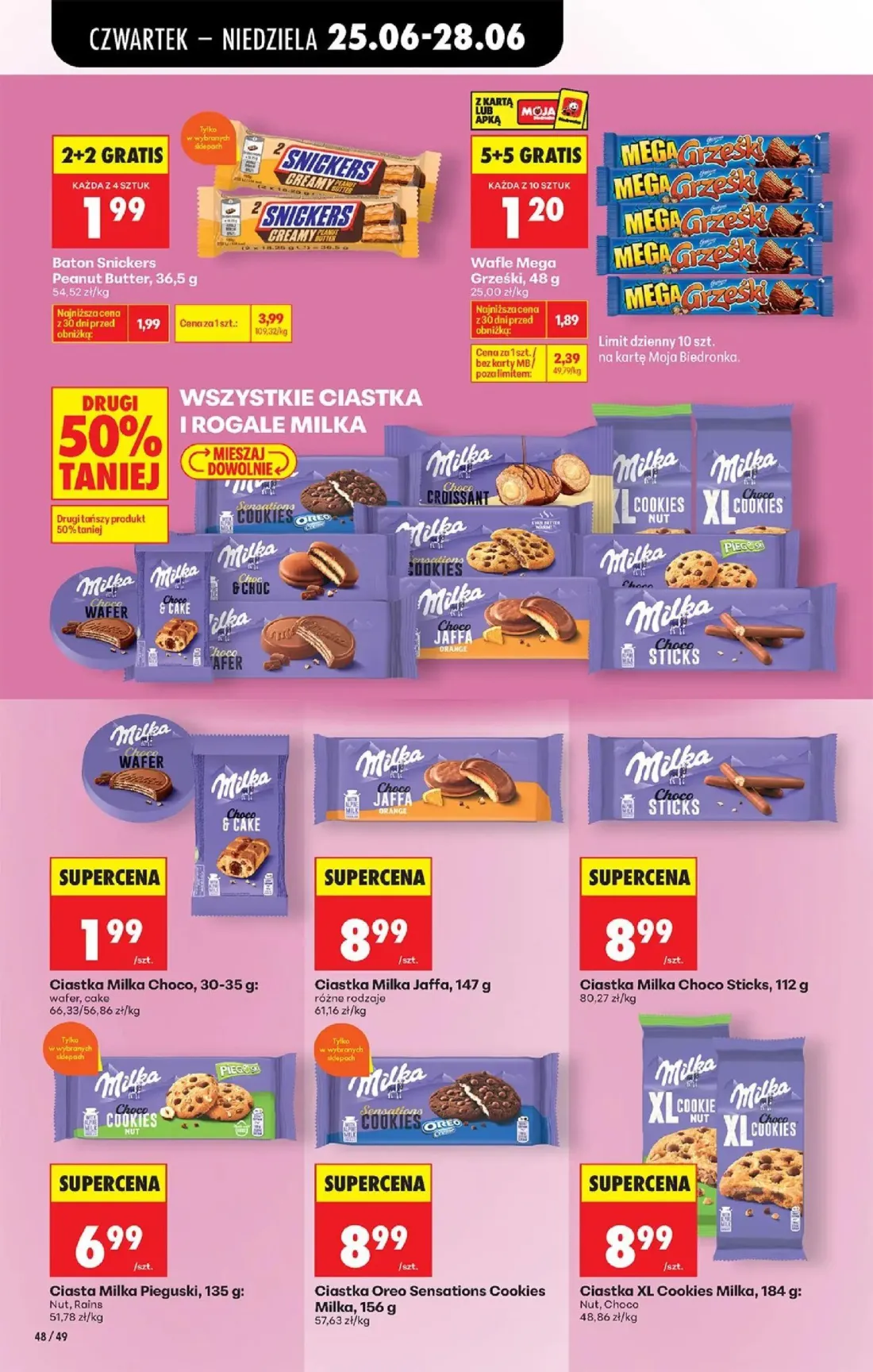 Biedronka gazetka, strona 58 z 84 — Ciastka Milka Choco, Ciastka Milka Jaffa, Ciastka Milka Choco Sticks