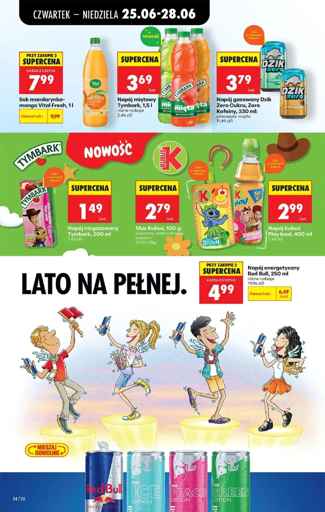 Biedronka gazetka, strona 66 z 84 — Sok mandarynka-mango Vital Fresh, Napój energetyczny Red Bull, Napój miętowy Tymbark