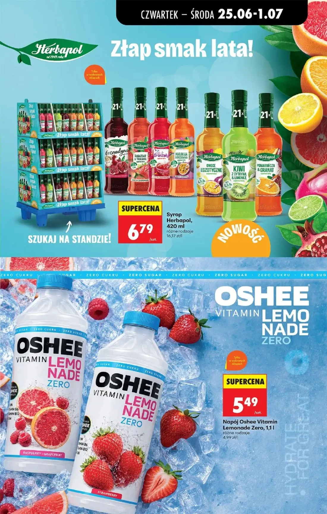 Biedronka gazetka, strona 67 z 84 — Syrop Herbapol, Napój Oshee Vitamin Lemonade Zero