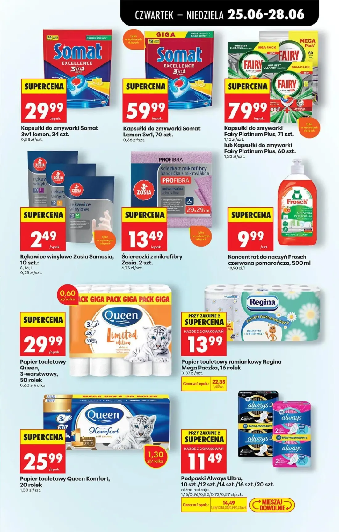 Biedronka gazetka, strona 73 z 84 — Papier toaletowy rumiankowy Regina Mega Paczka, Podpaski Always Ultra, Kapsułki do zmywa…
