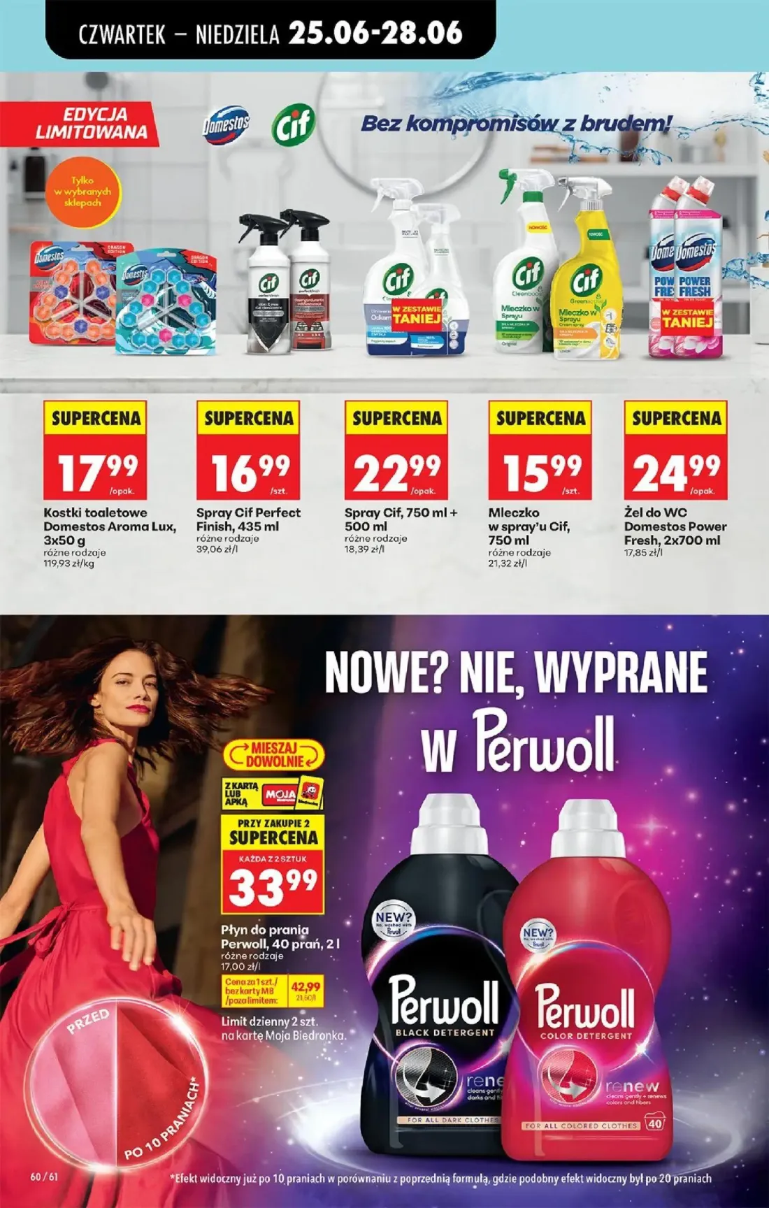 Biedronka gazetka, strona 74 z 84 — Kostki toaletowe Domestos Aroma Lux, 3x50 g, Spray Cif Perfect Finish, 435 ml, Spray Cif…