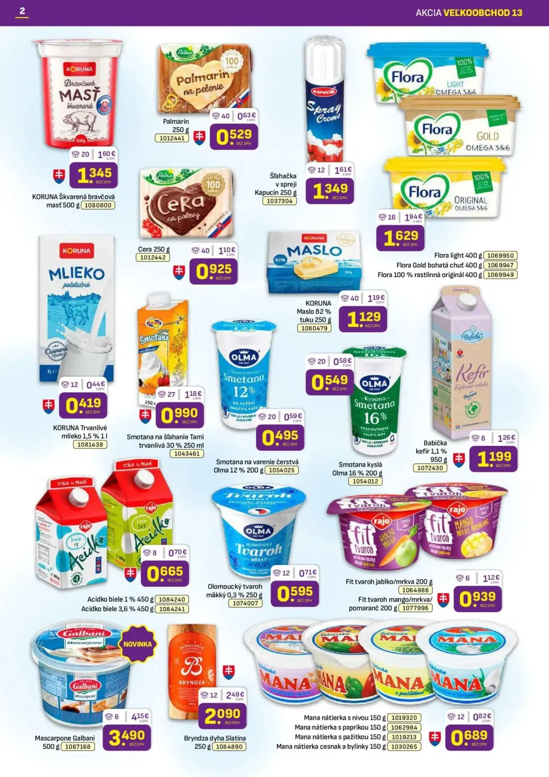 Libex leták, strana 2 z 36 — Mascarpone Galbani, Bryndza dyha Slatina, Flora light
