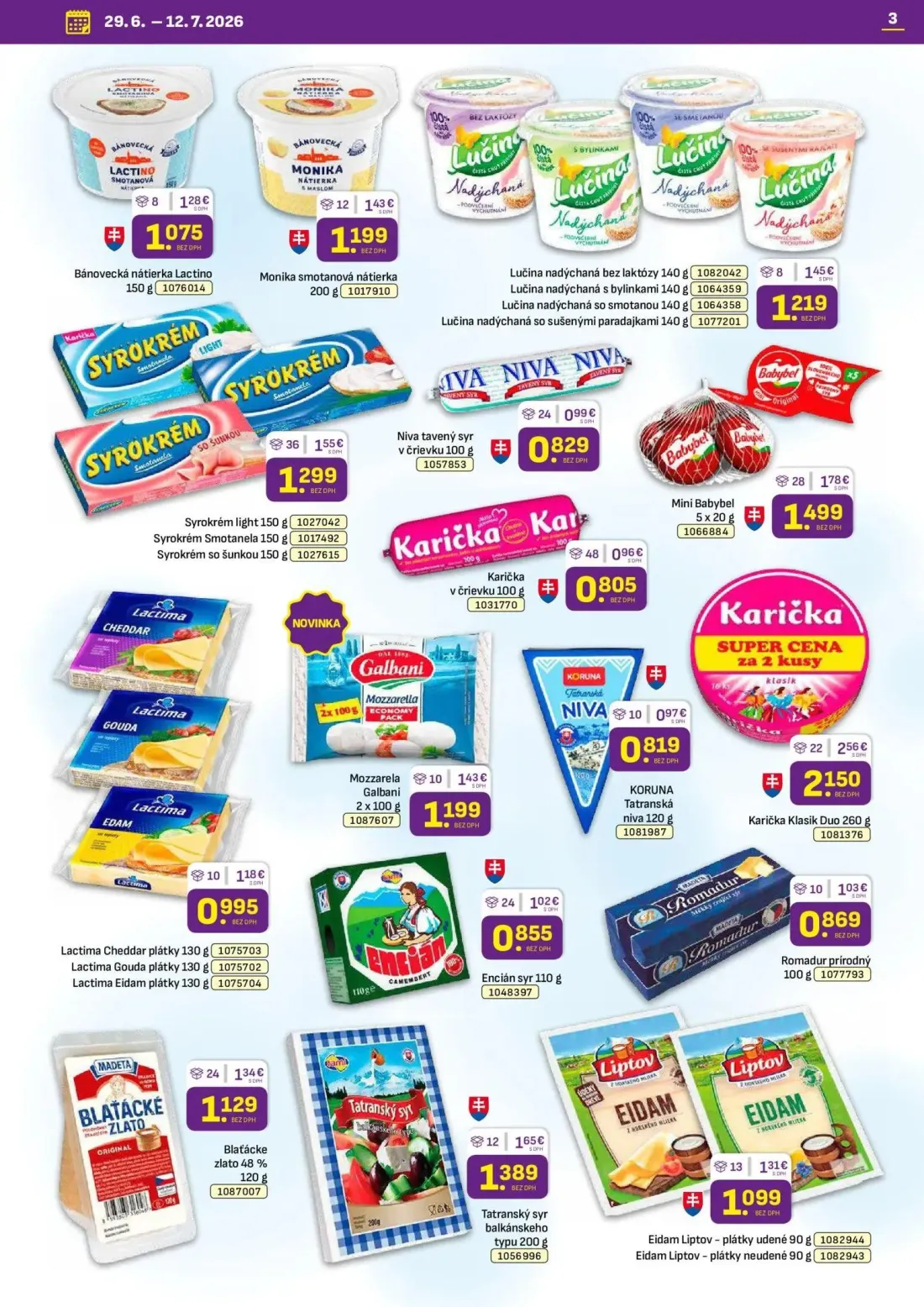Libex leták, strana 3 z 36 — Karička Klasik Duo, Mini Babybel, Tatranský syr balkánskeho typu