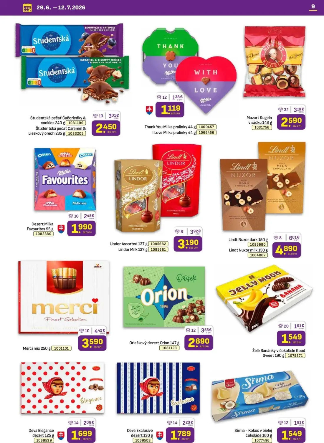 Libex leták, strana 9 z 36 — Lindt Nuxor dark, Lindt Nuxor milk, Lindor Assorted