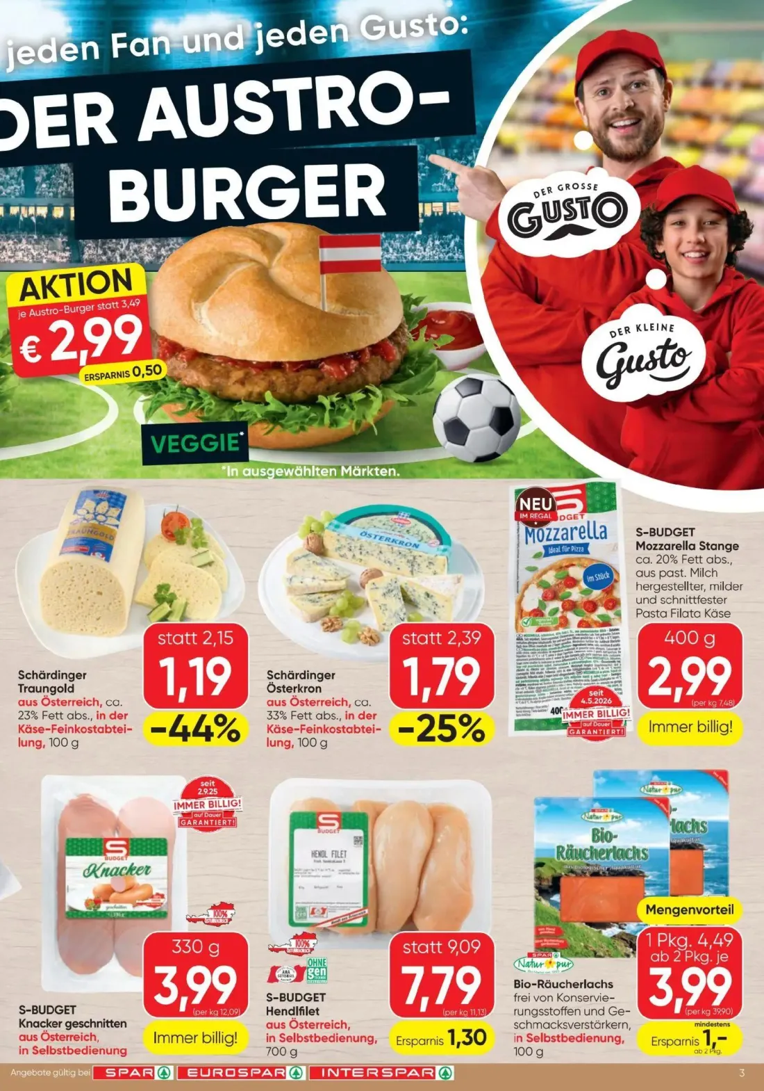 Spar Prospekt, Seite 3 von 12 — S-BUDGET Hendifilet, Schärdinger Traungold, Schärdinger Österkron