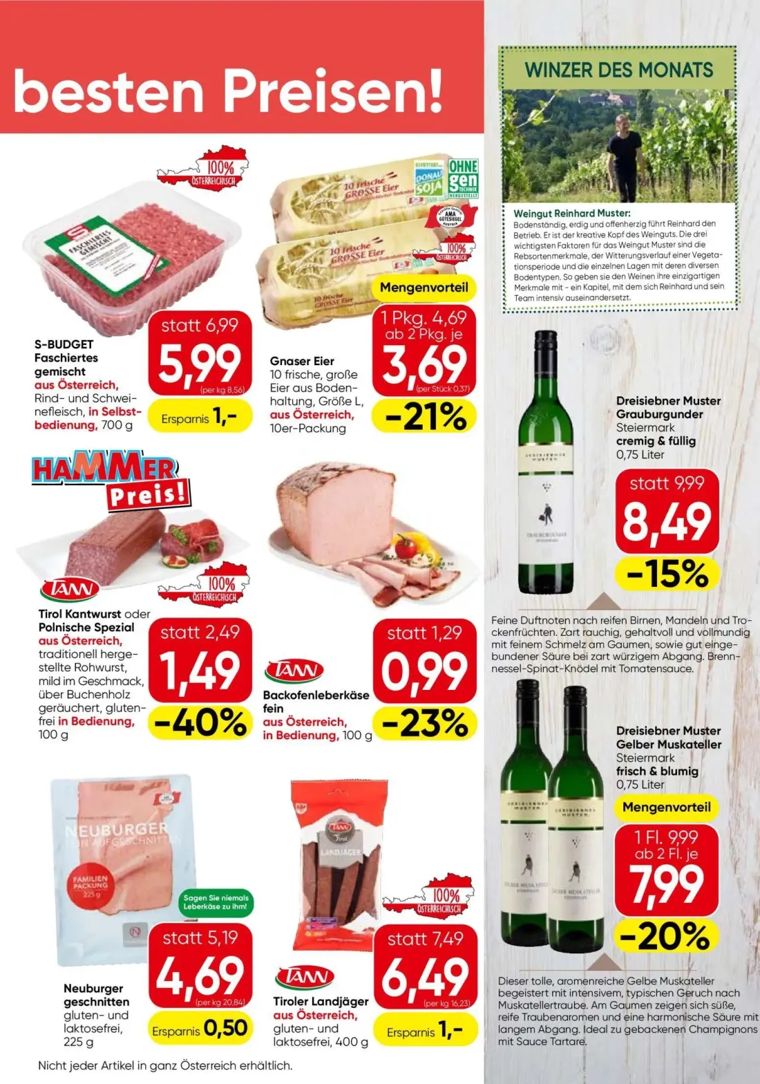Eurospar Prospekt, Seite 3 von 16 — S-Budget Faschiertes gemischt, Tirol Kantwurst oder Polnische Spezial, Tiroler Landjäger