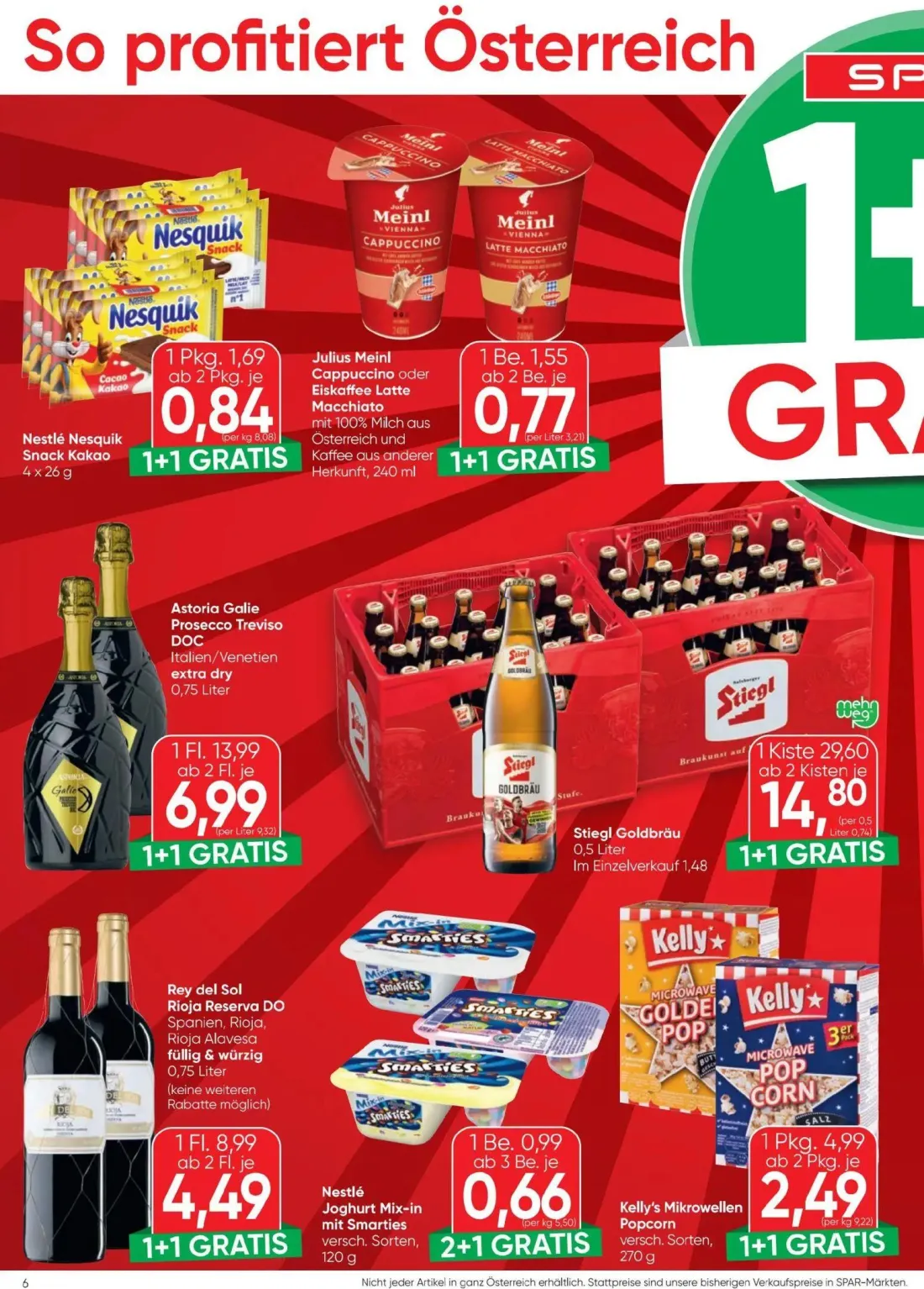 Spar Prospekt, Seite 6 von 12 — Stiegl Goldbräu, Astoria Galie Prosecco Treviso DOC, Rey del Sol Rioja Reserva DO