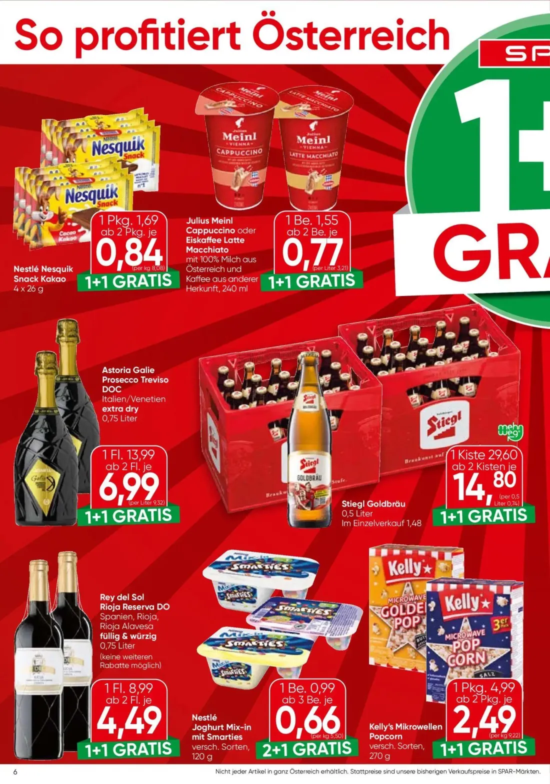 Spar Prospekt, Seite 6 von 12 — Stiegl Goldbräu, Astoria Galie Prosecco Treviso DOC, Rey del Sol Rioja Reserva DO
