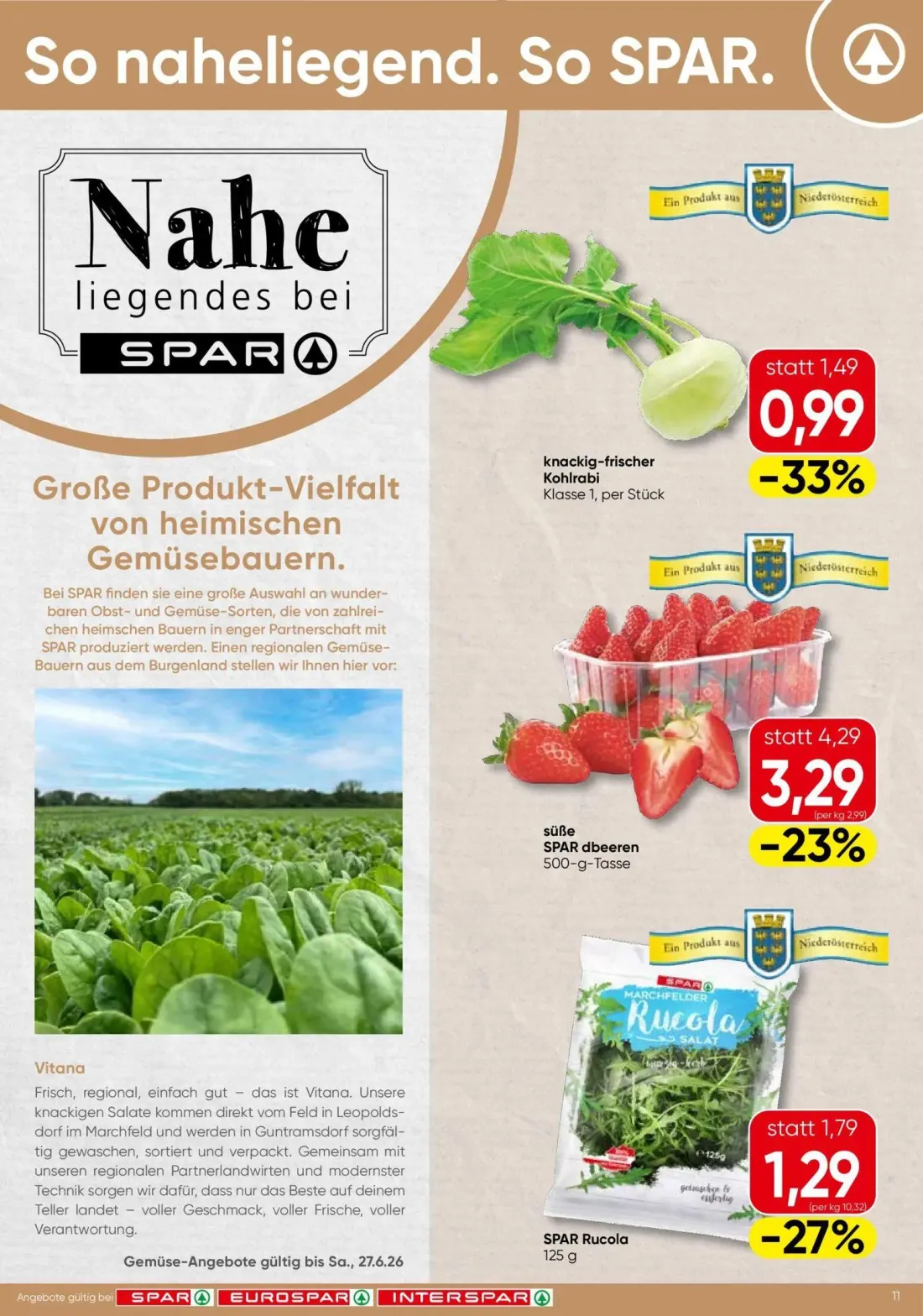 Spar Prospekt, Seite 11 von 12 — SPAR dbeeren, Kohlrabi, SPAR Rucola