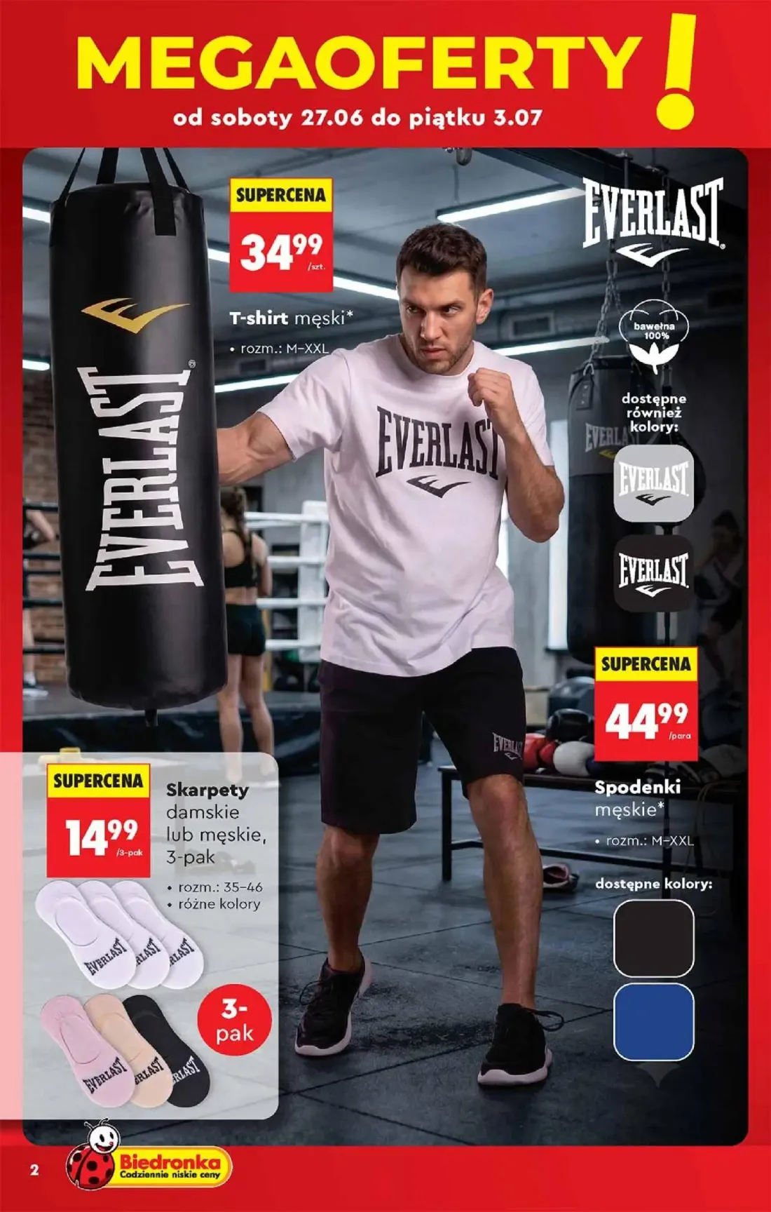 Biedronka gazetka, strona 2 z 48 — T-shirt męski, Skarpety damskie lub męskie, Spodenki męskie