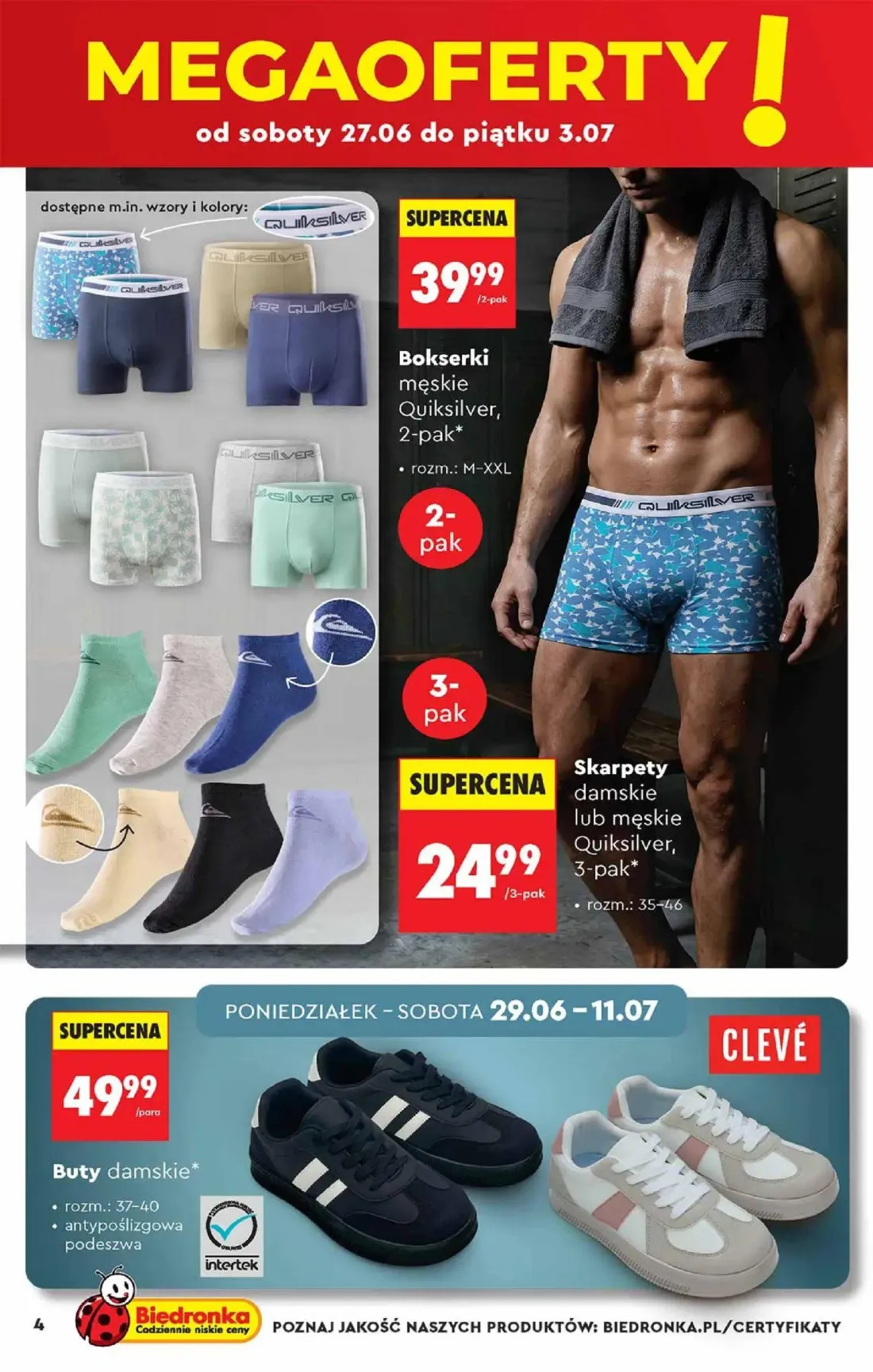 Biedronka gazetka, strona 4 z 48 — Bokserki męskie Quiksilver, Skarpety damskie lub męskie Quiksilver