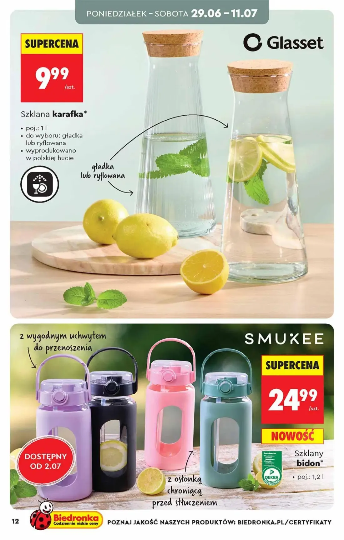 Biedronka gazetka, strona 12 z 48 — Szklana karafka, Szklany bidon