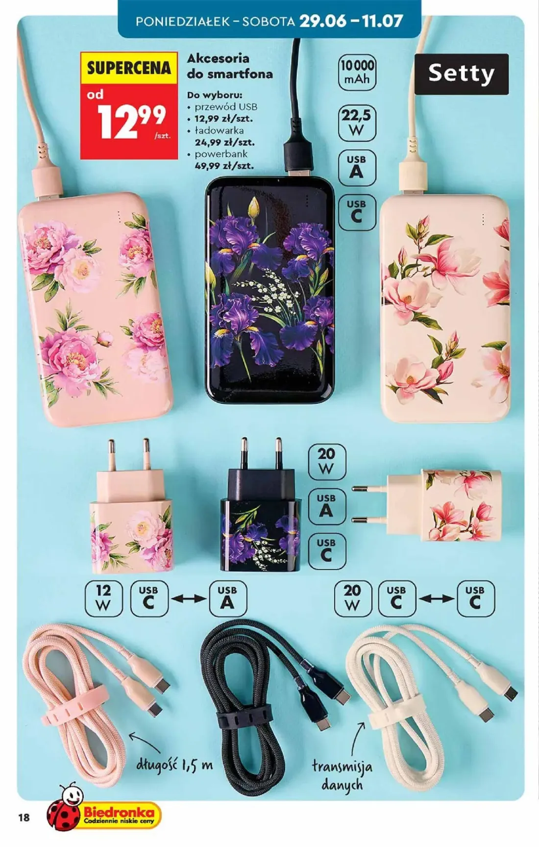 Biedronka gazetka, strona 18 z 48 — Przewód USB, Ładowarka USB 12W, Ładowarka USB 20W