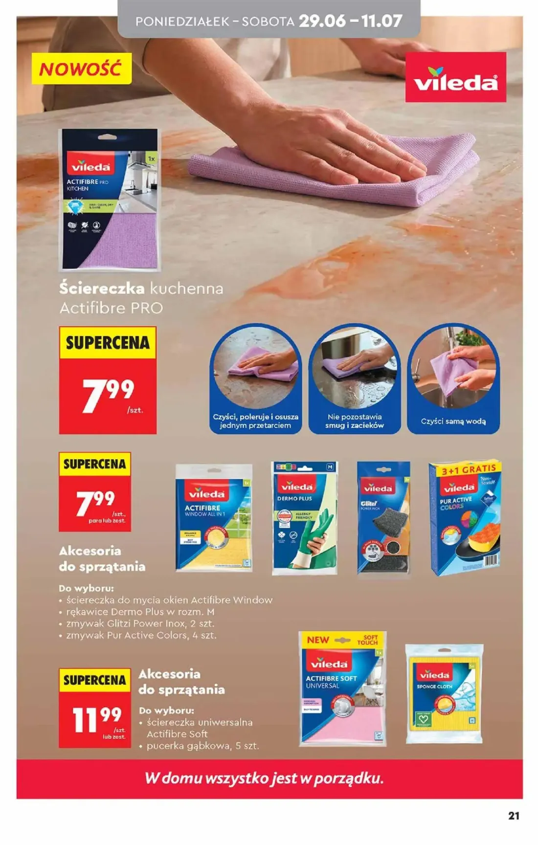 Biedronka gazetka, strona 21 z 48 — Ściereczka kuchenna Actifibre PRO, Akcesoria do sprzątania, ściereczka uniwersalna Actif…