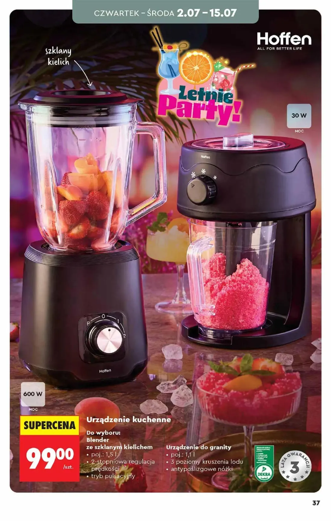 Biedronka gazetka, strona 37 z 48 — Blender ze szklanym kielichem, Urządzenie do granity