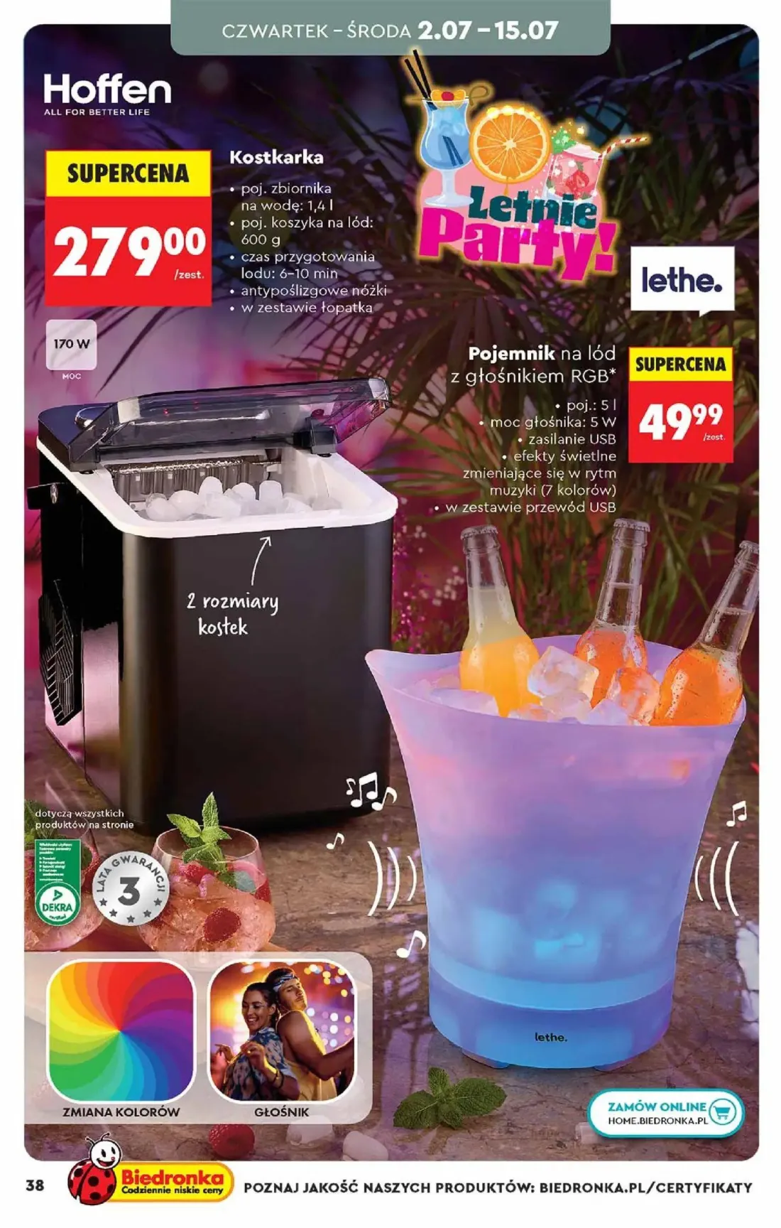 Biedronka gazetka, strona 38 z 48 — Kostkarka, Pojemnik na lód z głośnikiem RGB*