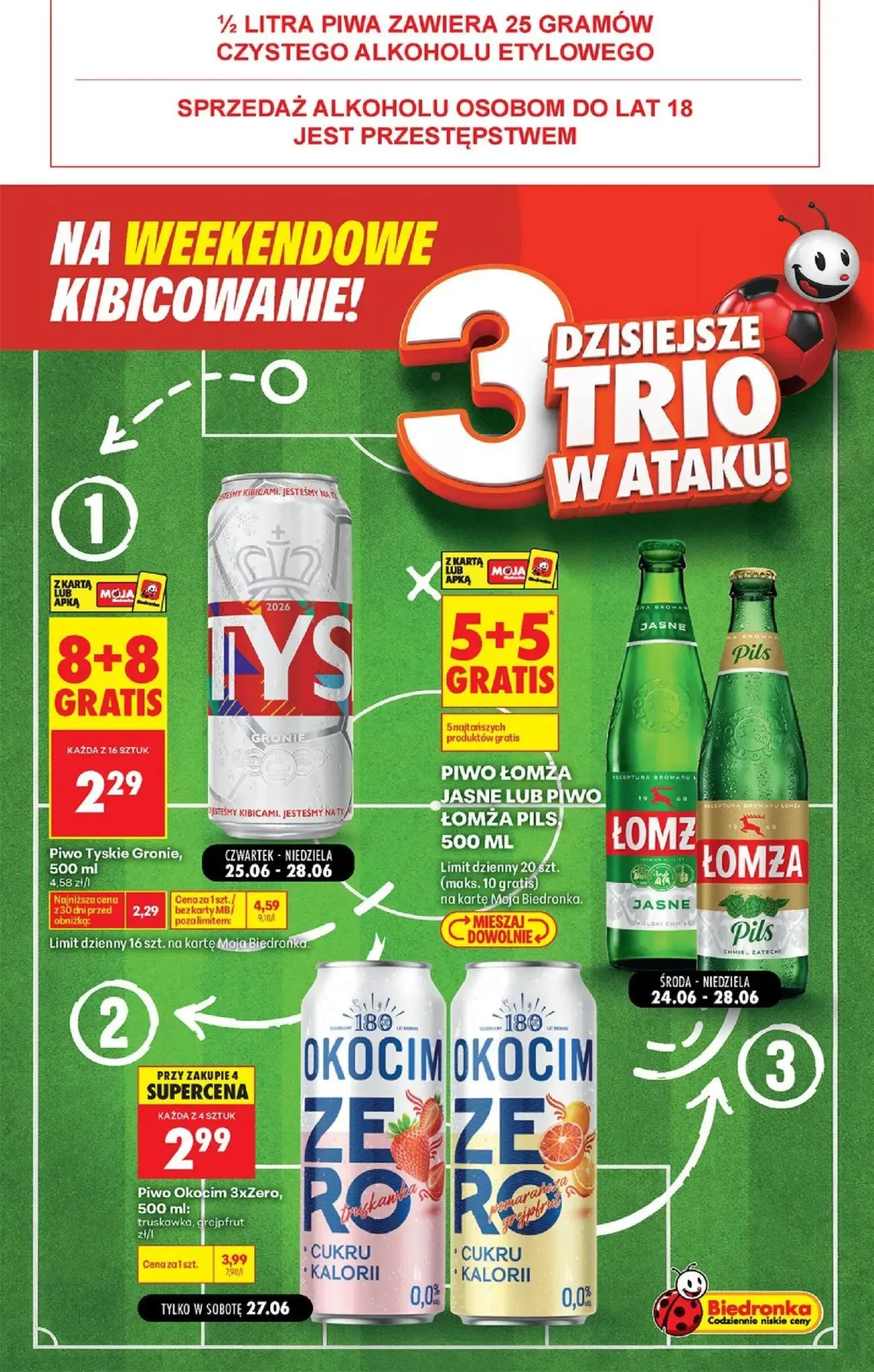 Biedronka gazetka, strona 2 z 5 — Piwo Tyskie Gronie, Piwo Okocim 3xZero