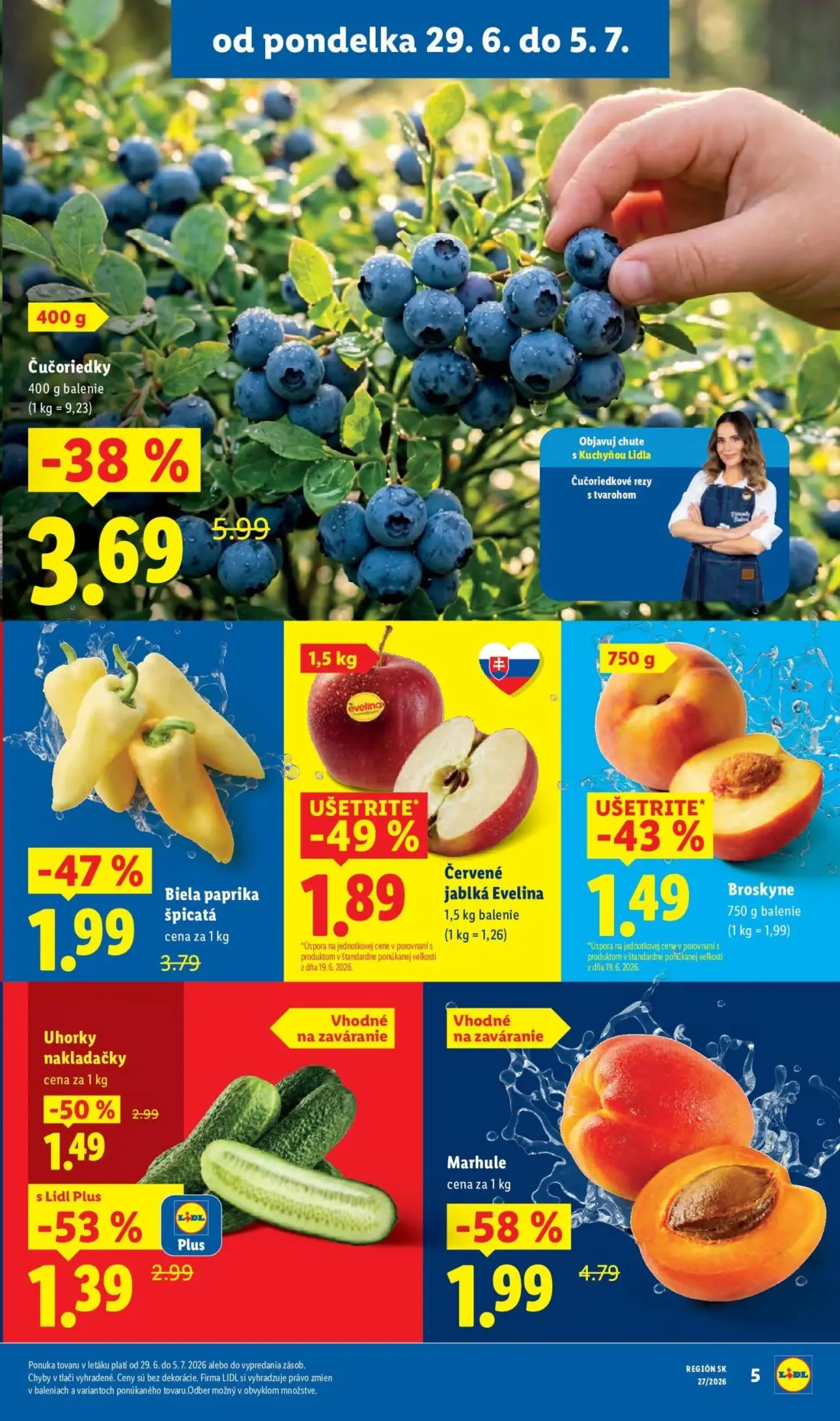 Lidl leták, strana 11 z 98 — Marhule, Čučoriedky, Biela paprika špicatá