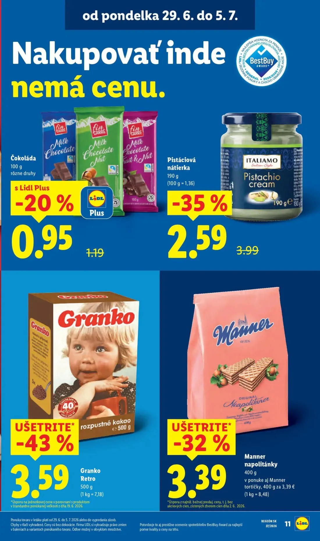 Lidl leták, strana 17 z 98 — Pistáciová nátierka, Čokoláda, Granko Retro