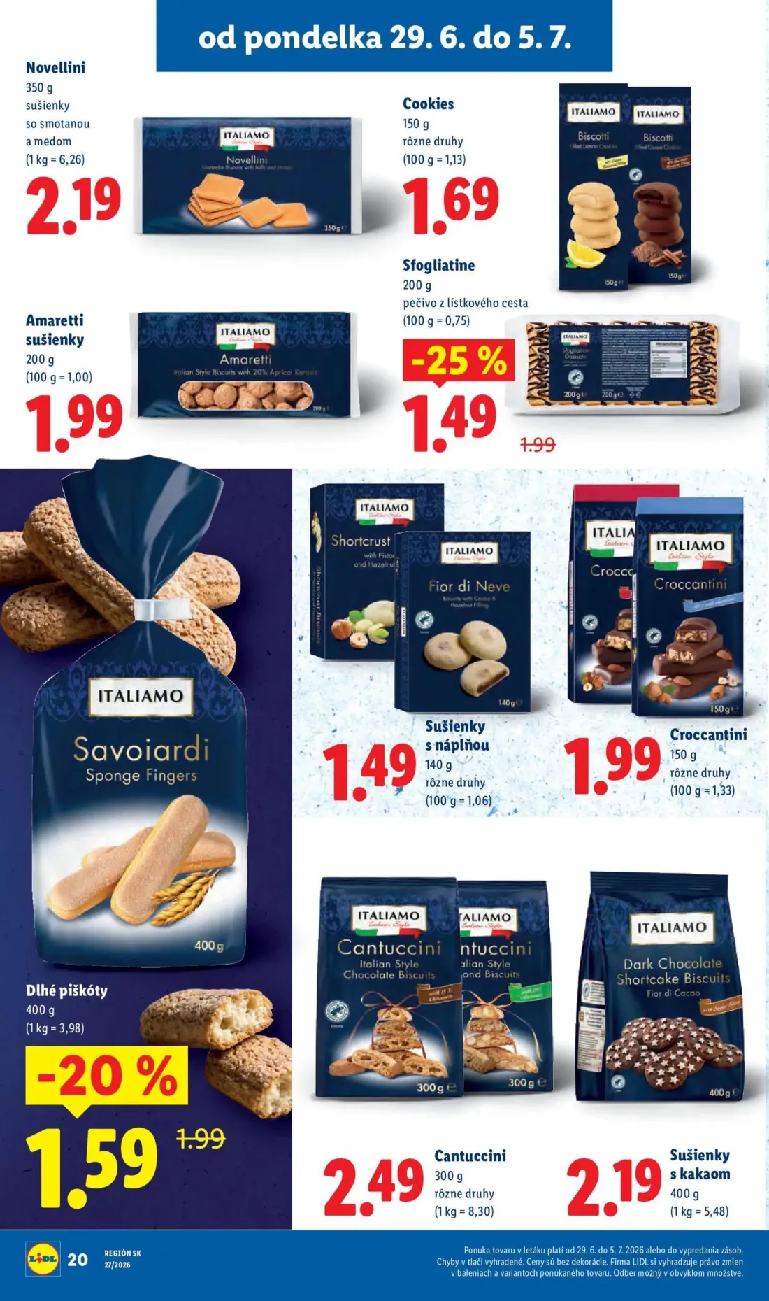 Lidl leták, strana 26 z 98 — Sfogliatine, Novellini sušienky, Cookies