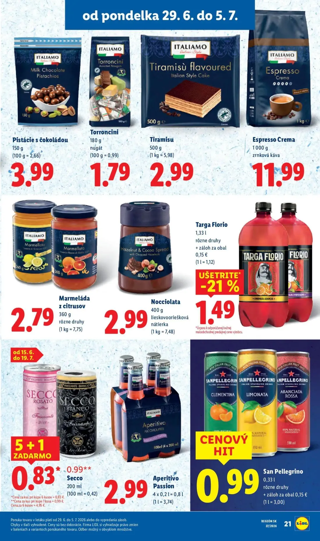 Lidl leták, strana 27 z 98 — Pistácie s čokoládou, Torroncini, Tiramisu