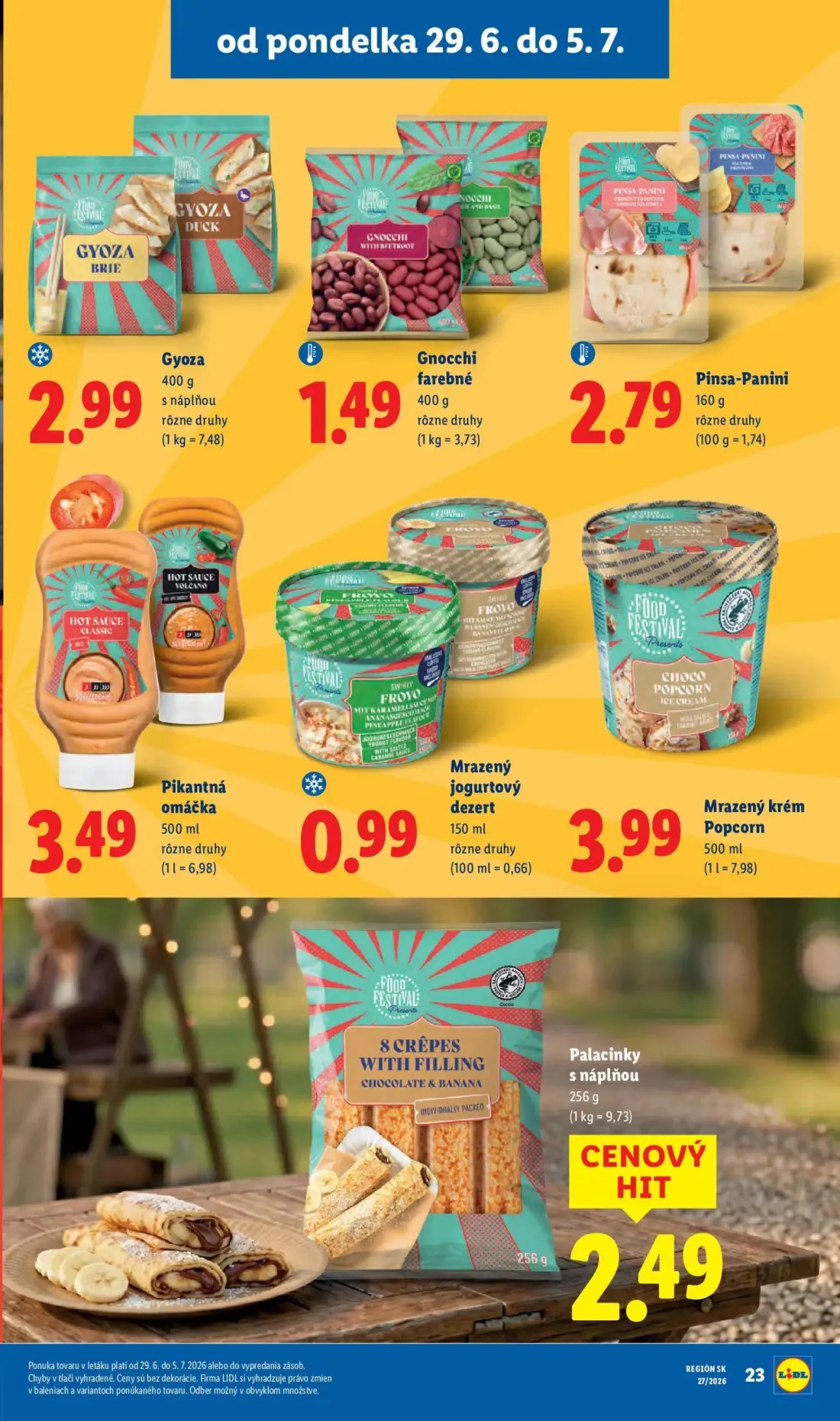 Lidl leták, strana 29 z 98 — Gyoza s náplňou, Gnocchi farebné, Pinsa-Panini
