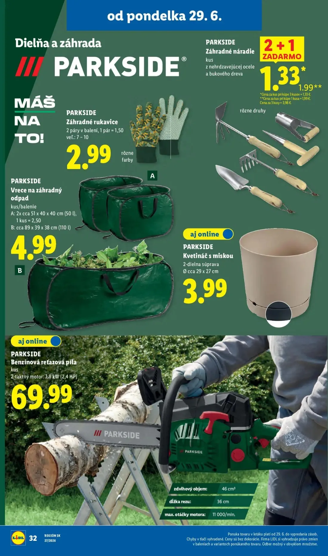 Lidl leták, strana 46 z 98 — PARKSIDE Záhradné náradie, PARKSIDE Záhradné rukavice, PARKSIDE Vrece na záhradný odpad