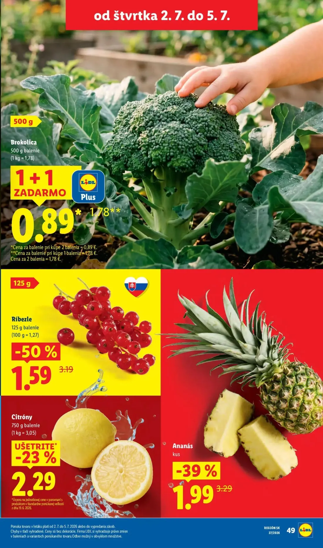 Lidl leták, strana 61 z 98 — Ríbezle, Ananás, Brokolica