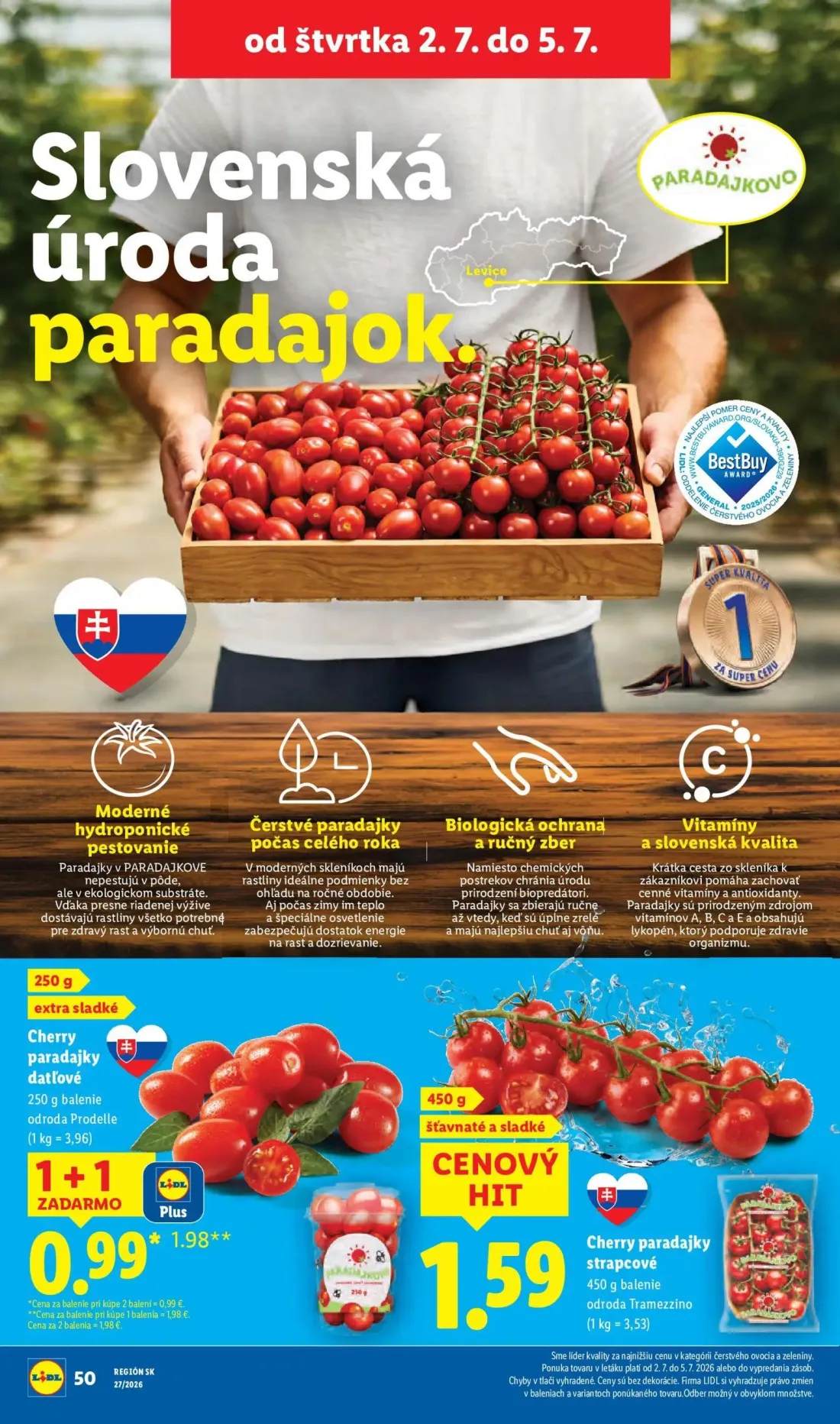 Lidl leták, strana 62 z 98 — Cherry paradajky datľové, Cherry paradajky strapcové