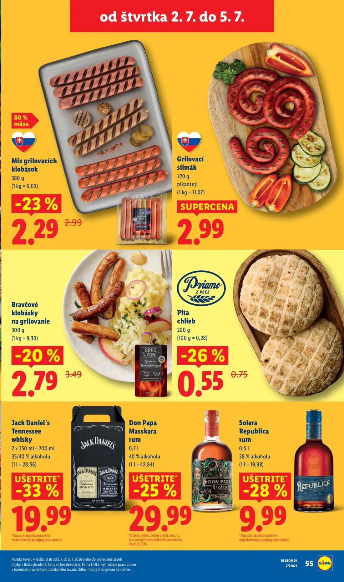 Lidl leták, strana 67 z 98 — Mix grilovacích klobások, Bravčové klobásky na grilovanie, Pita chlieb