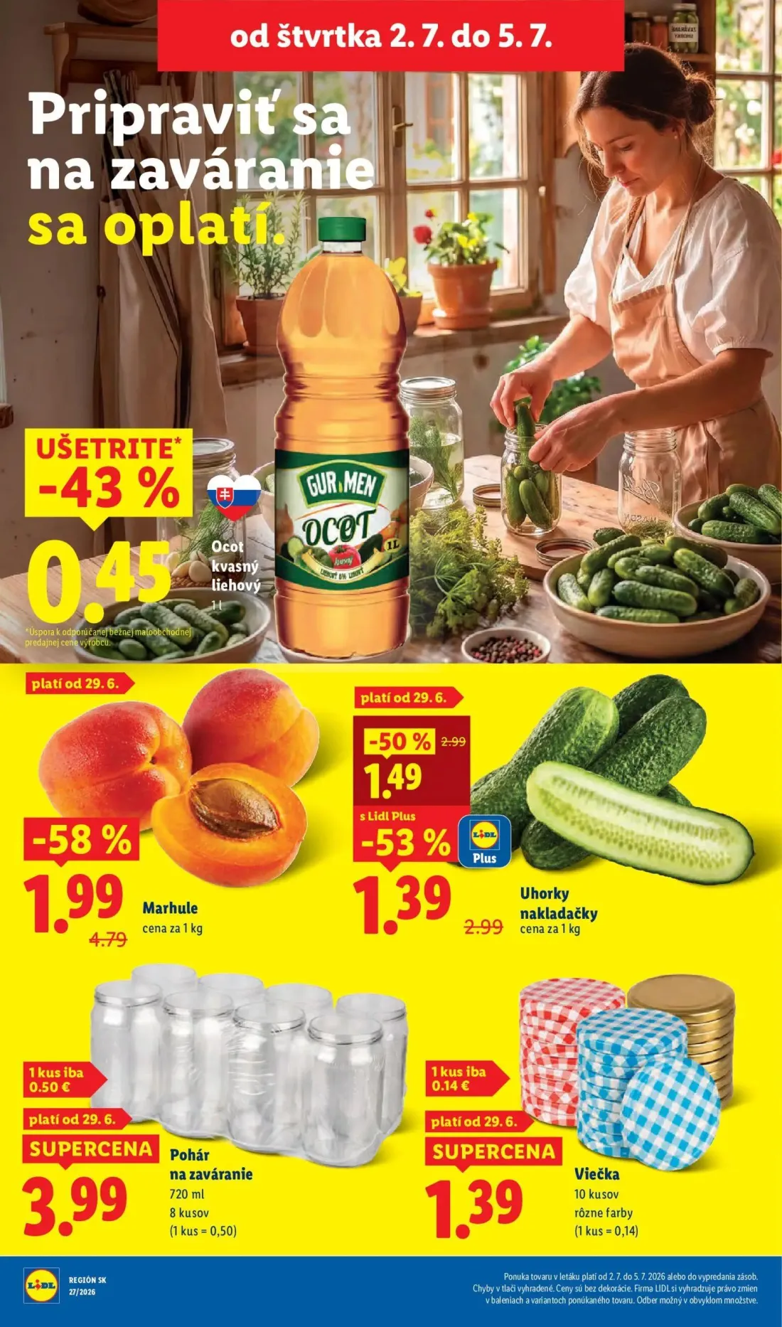 Lidl leták, strana 76 z 98 — Marhule, Uhorky nakladačky, Ocot kvasný liehový