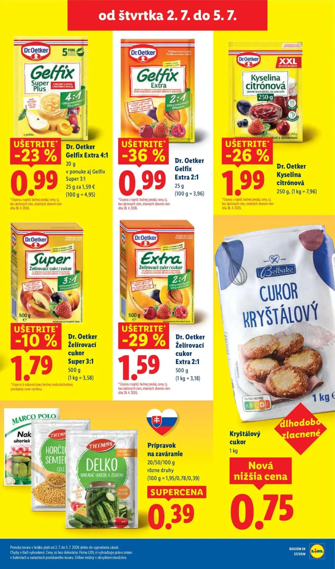 Lidl leták, strana 77 z 98 — Dr. Oetker Gelfix Extra 4:1, Dr. Oetker Gelfix Extra 2:1, Dr. Oetker Kyselina citrónová