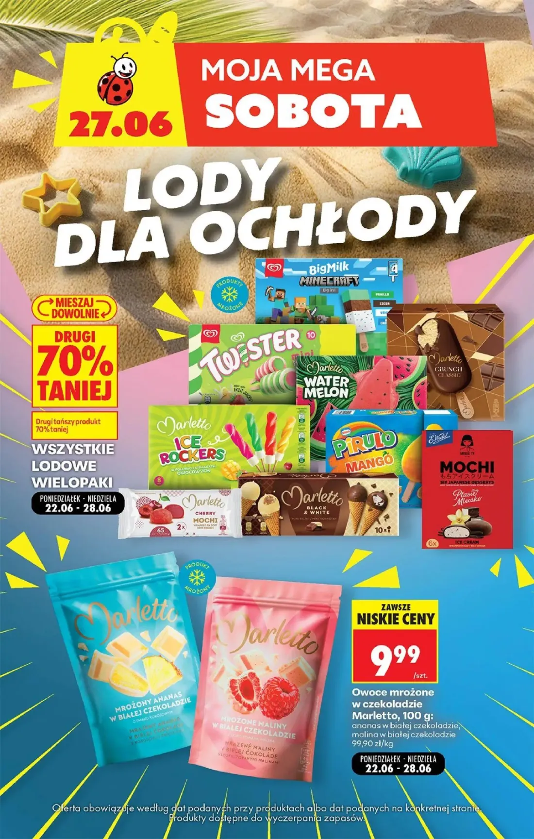 Biedronka gazetka, strona 2 z 6 — MROŻONY ANANAS W BIAŁEJ CZEKOLADZIE Marletto, MROZONE MALINY W BIALEJ CZEKOLADZIE Marletto