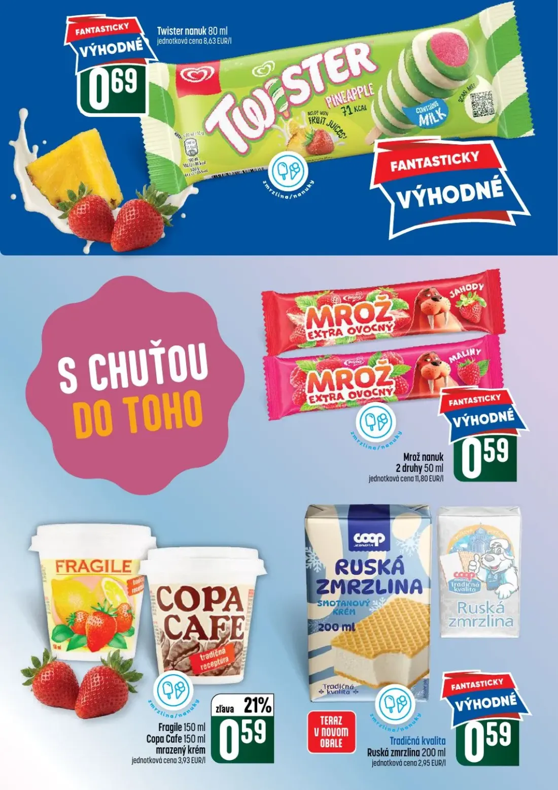 Coop Tempo leták, strana 19 z 60 — Twister nanuk, Mrož nanuk, Fragile