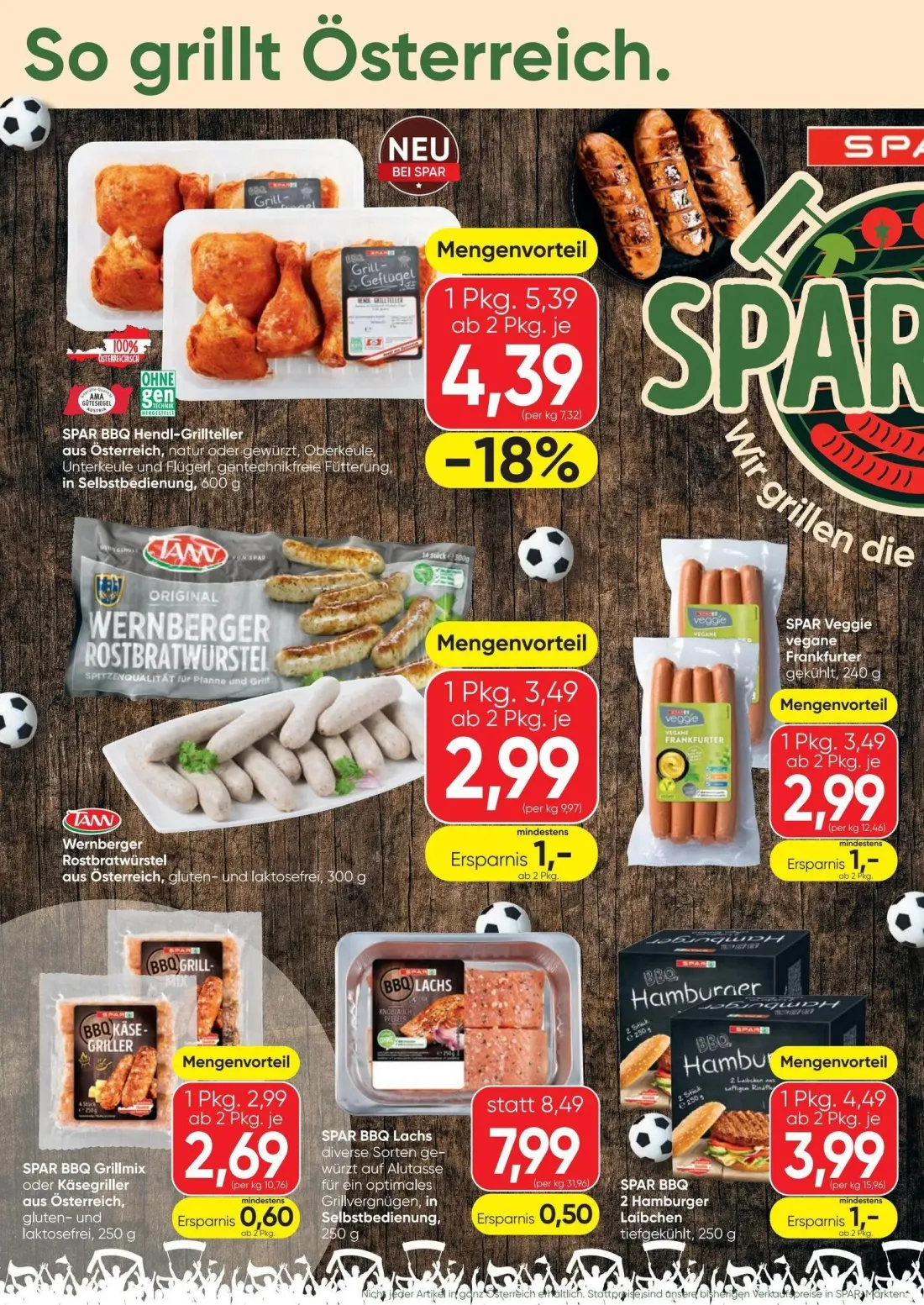 Spar Prospekt, Seite 3 von 4 — SPAR BBQ Hendl-Grillteller, SPAR BBQ Lachs, SPAR BBQ 2 Hamburger Laibchen